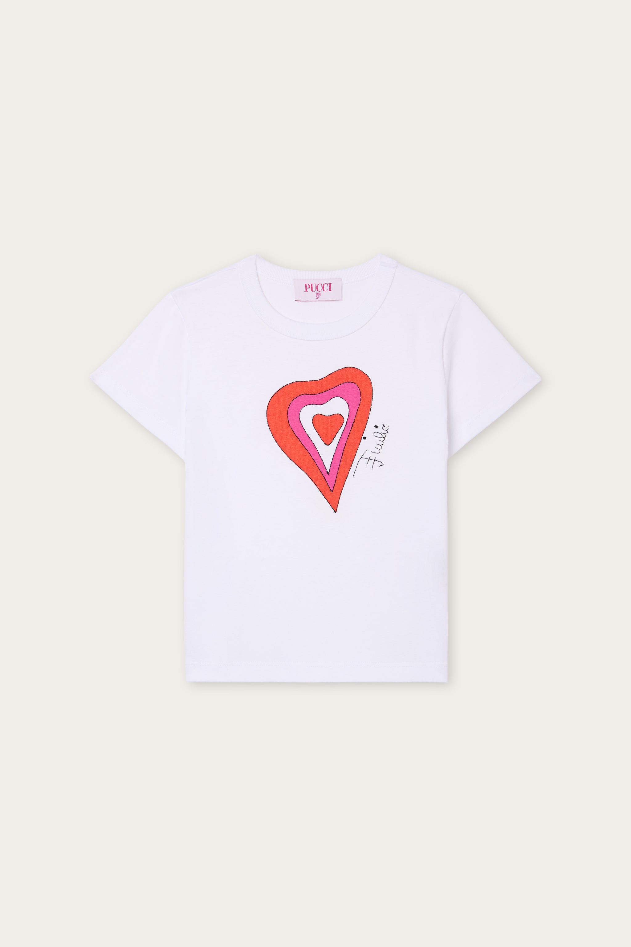 Emilio Pucci T-shirt coton bio enfant blanc rouge cœur 8 ans