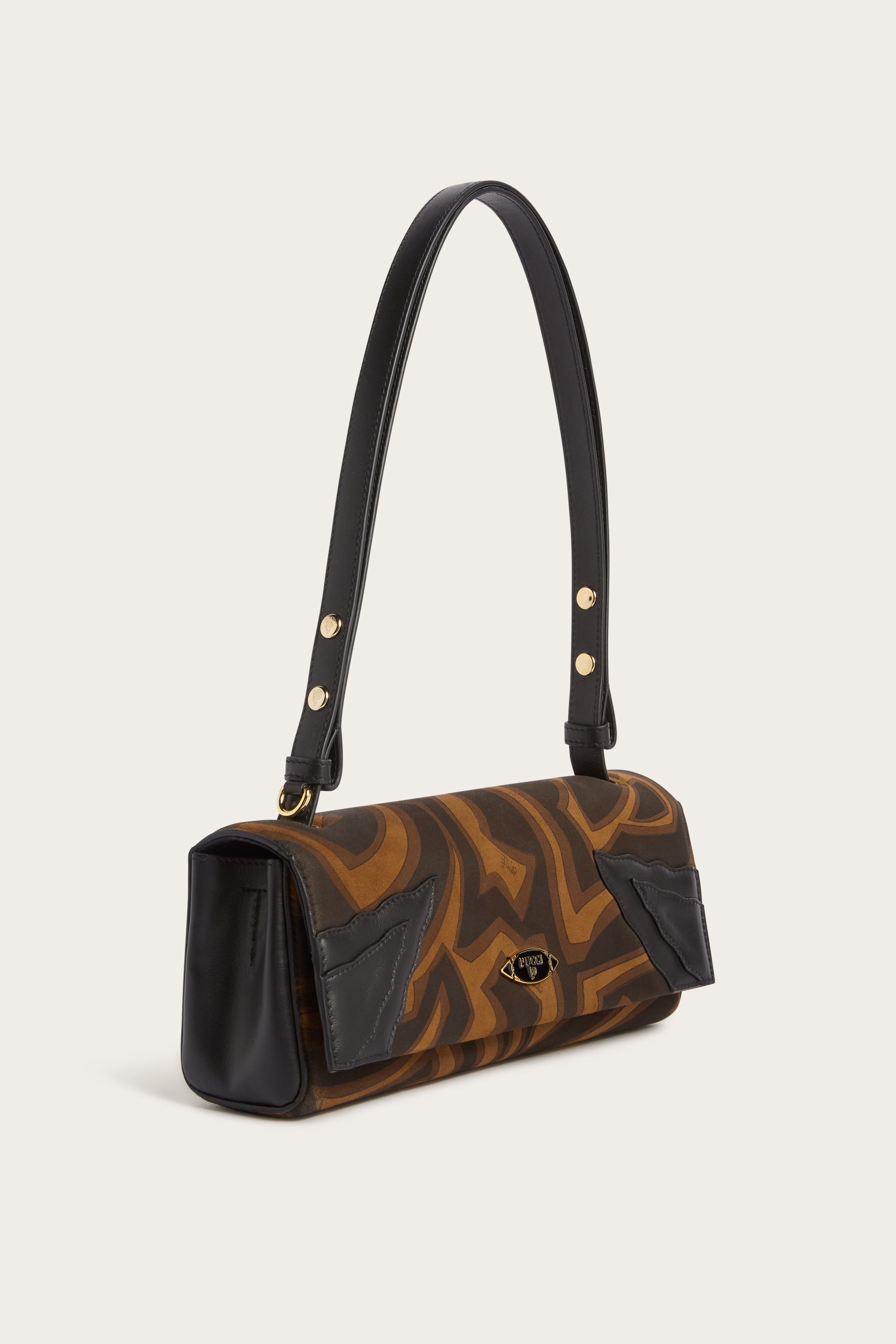 Emilio Pucci Palio sac baguette daim noir or Labirinto