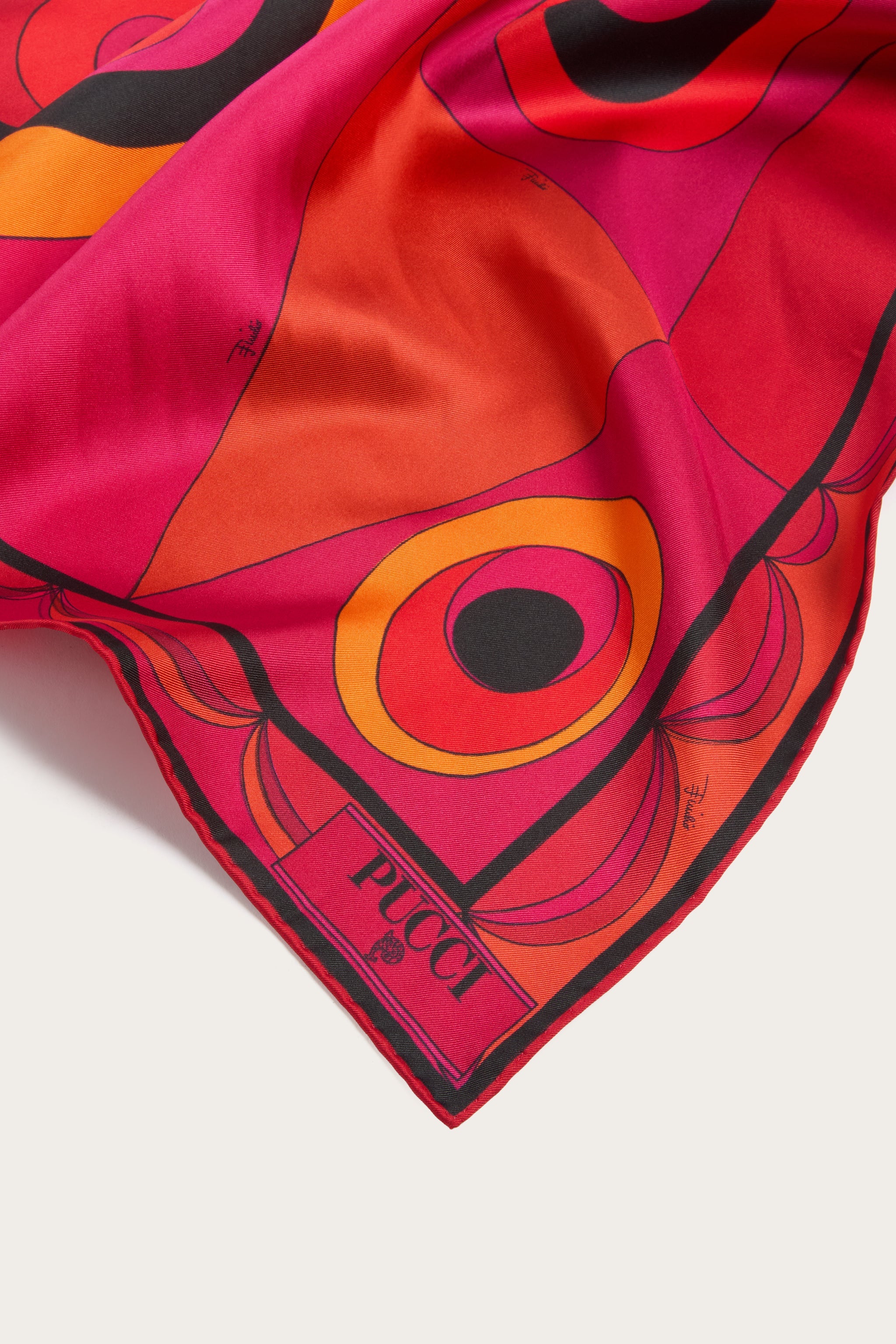 Emilio Pucci Angoli carre soie fuchsia OS