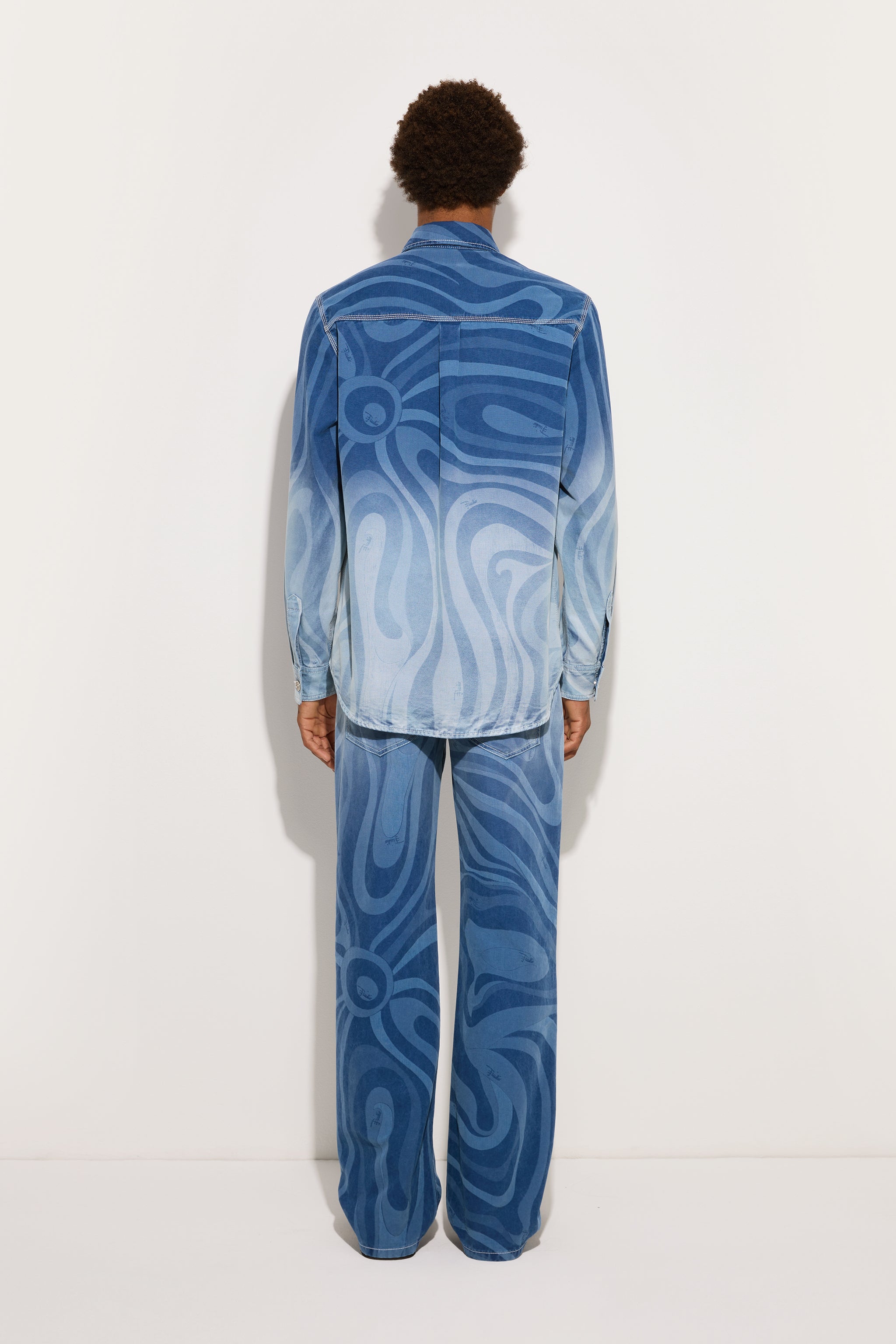 Emilio Pucci Marmo Denim stampa Marmo pantalon bleu clair