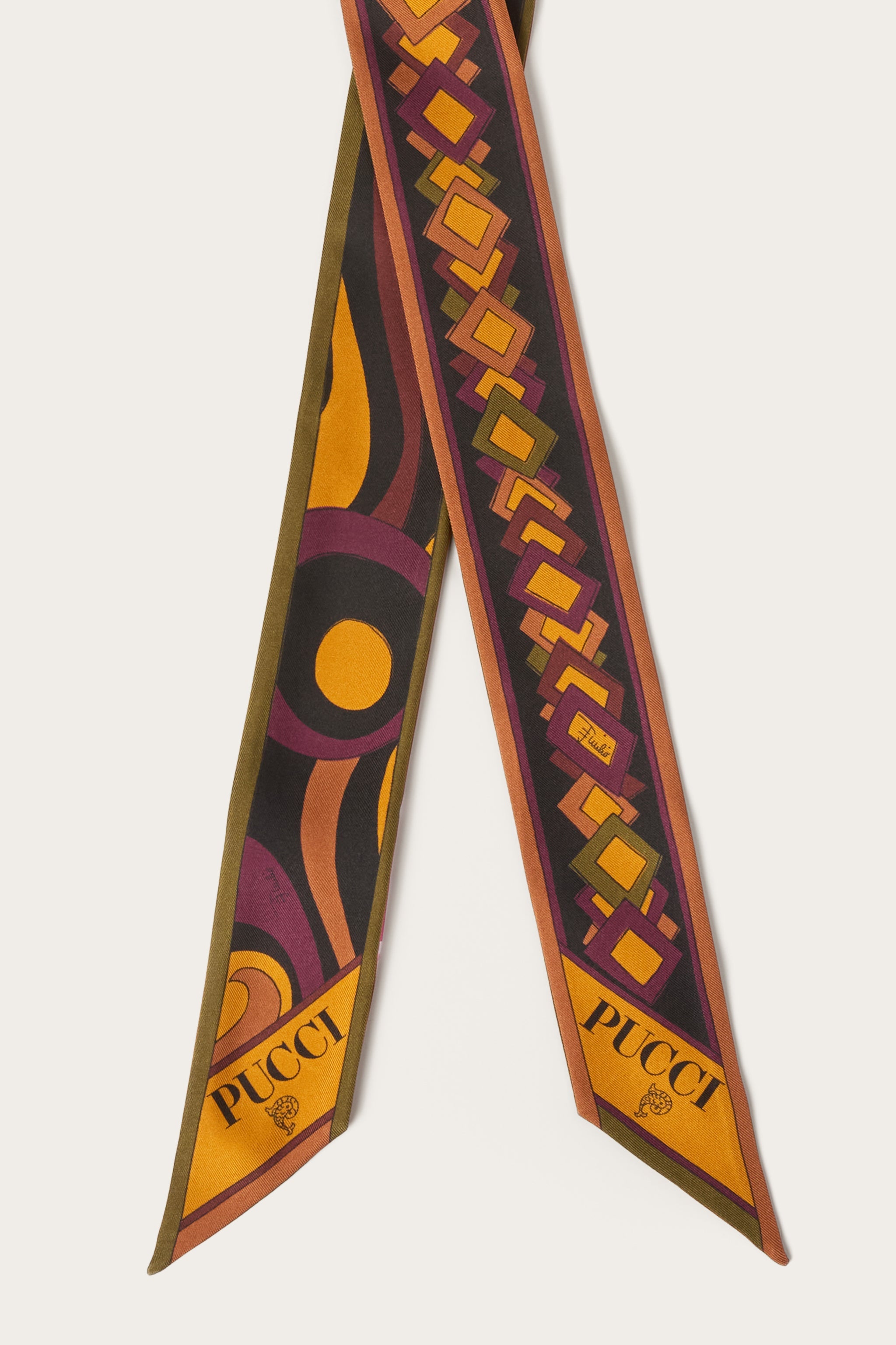 Emilio Pucci Bandeau foulard soie bordeaux/or