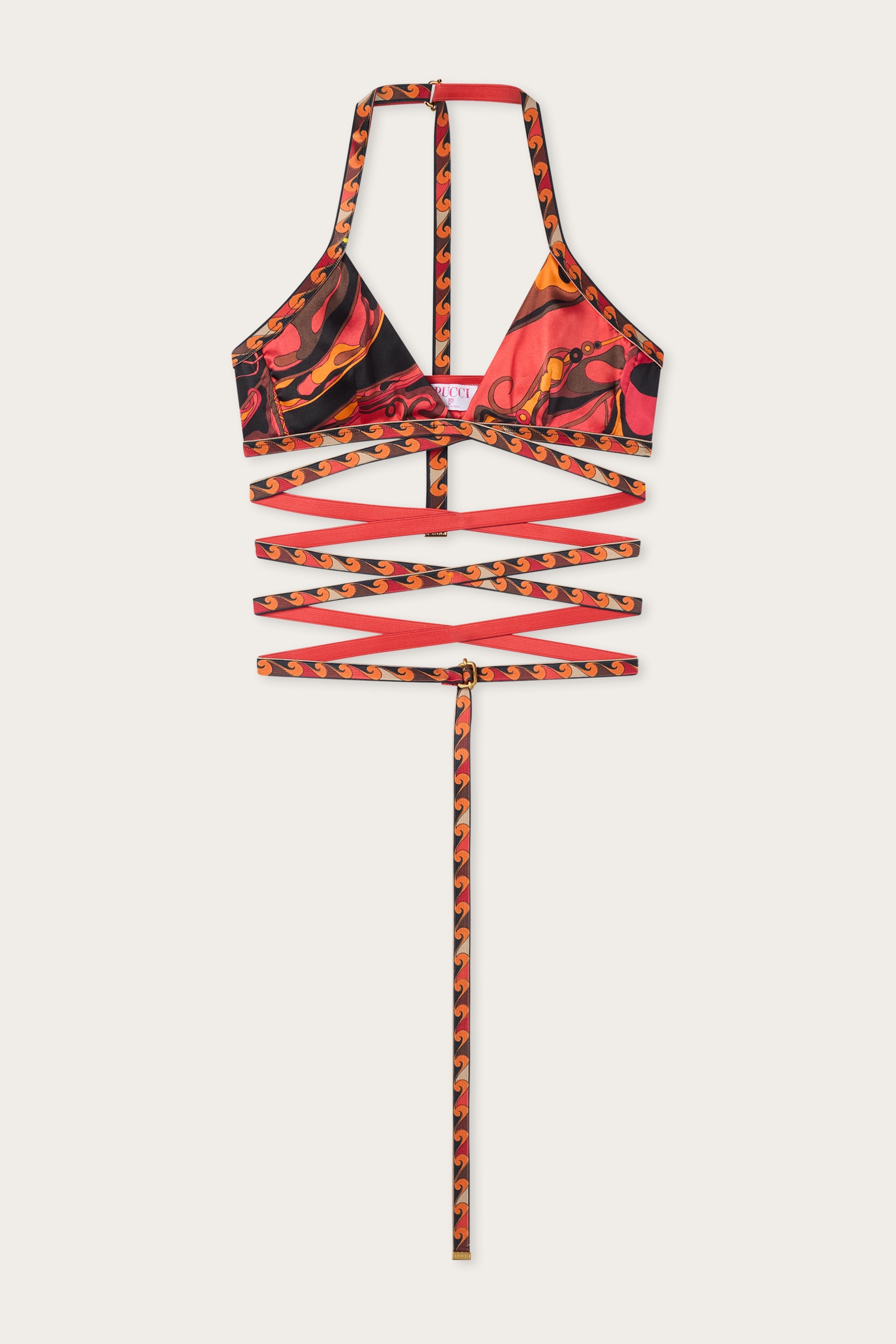 Emilio Pucci Orchidee Haut en soie orange/noir