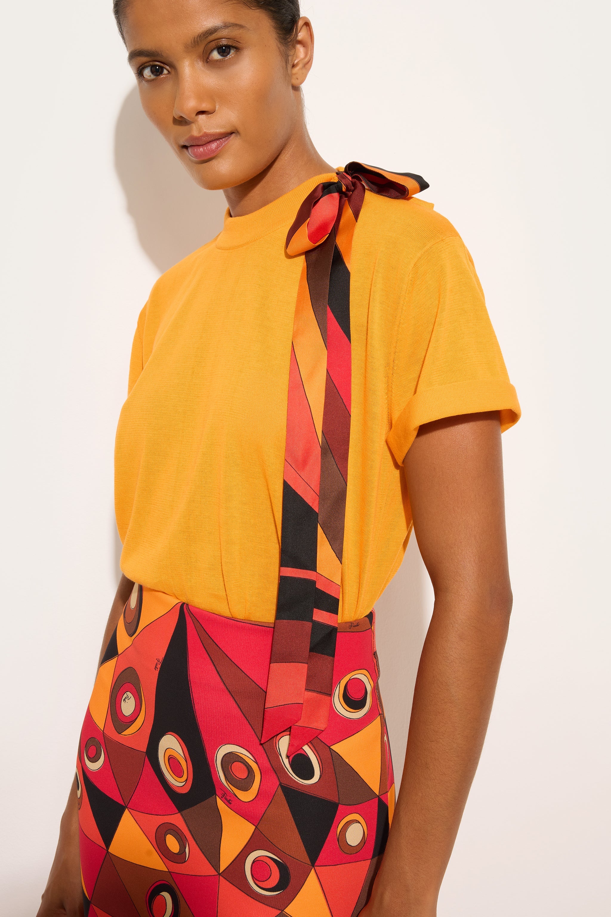 Emilio Pucci t-shirt foulard mandarino coton soie