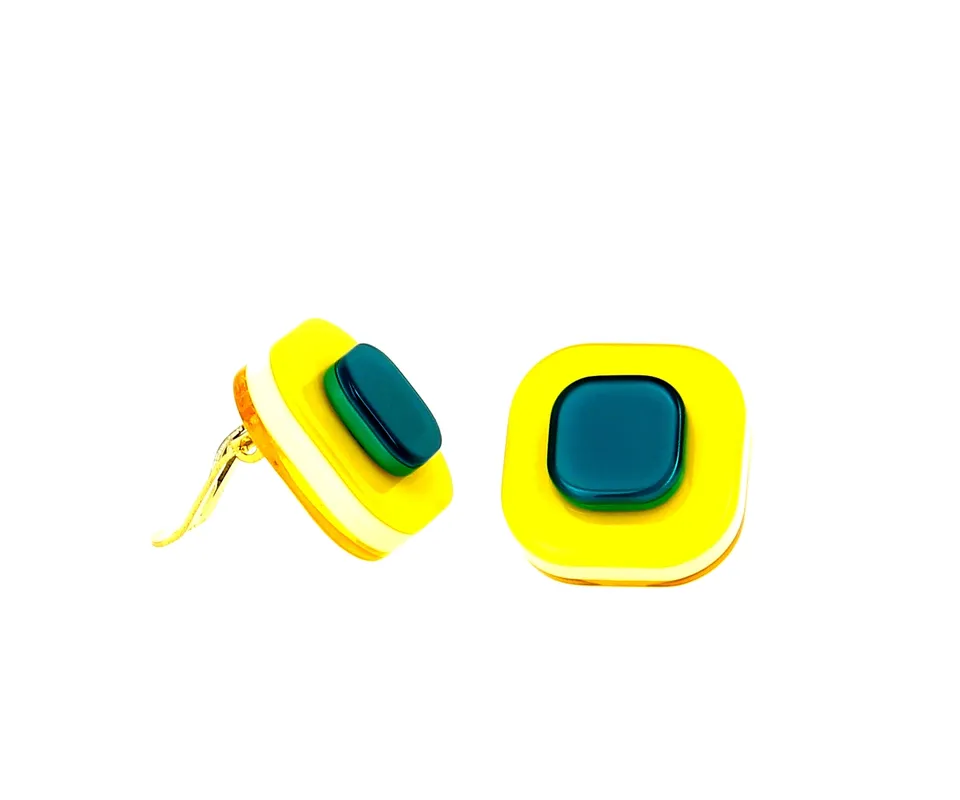 Xavier Derome BO 03 C233-208 boucles d’oreilles clips dorés acétate
