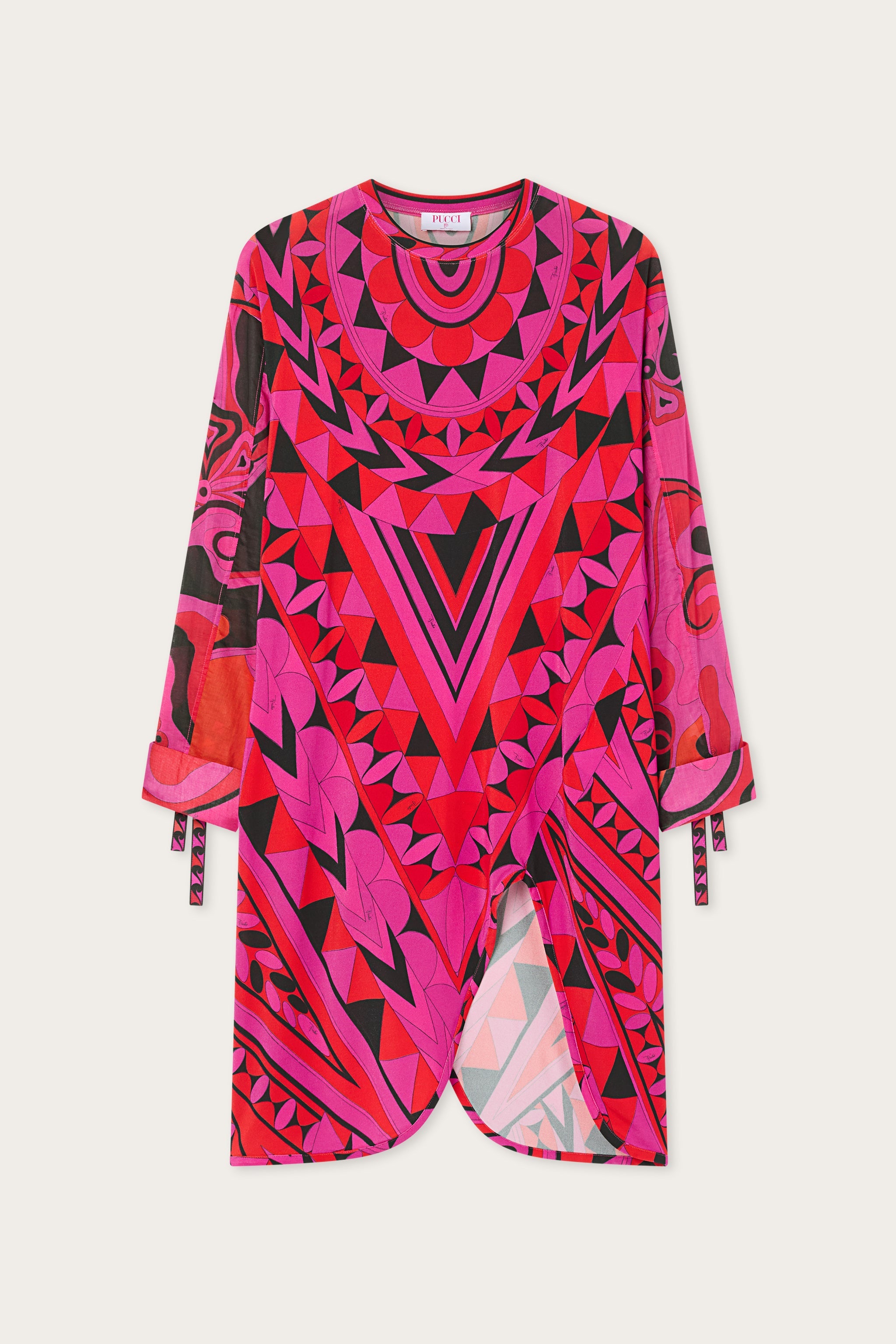 Emilio Pucci Manuba robe fuchsia noir jersey viscose manches longues