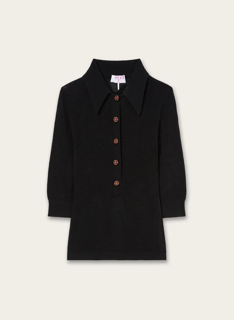 Emilio Pucci Polo Sans Coutures Jacquard Noir Marmo