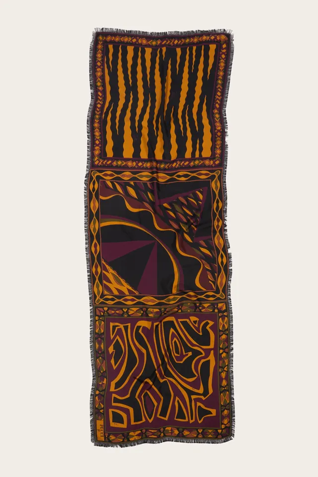 Emilio Pucci étole soie bordeaux or 65x160