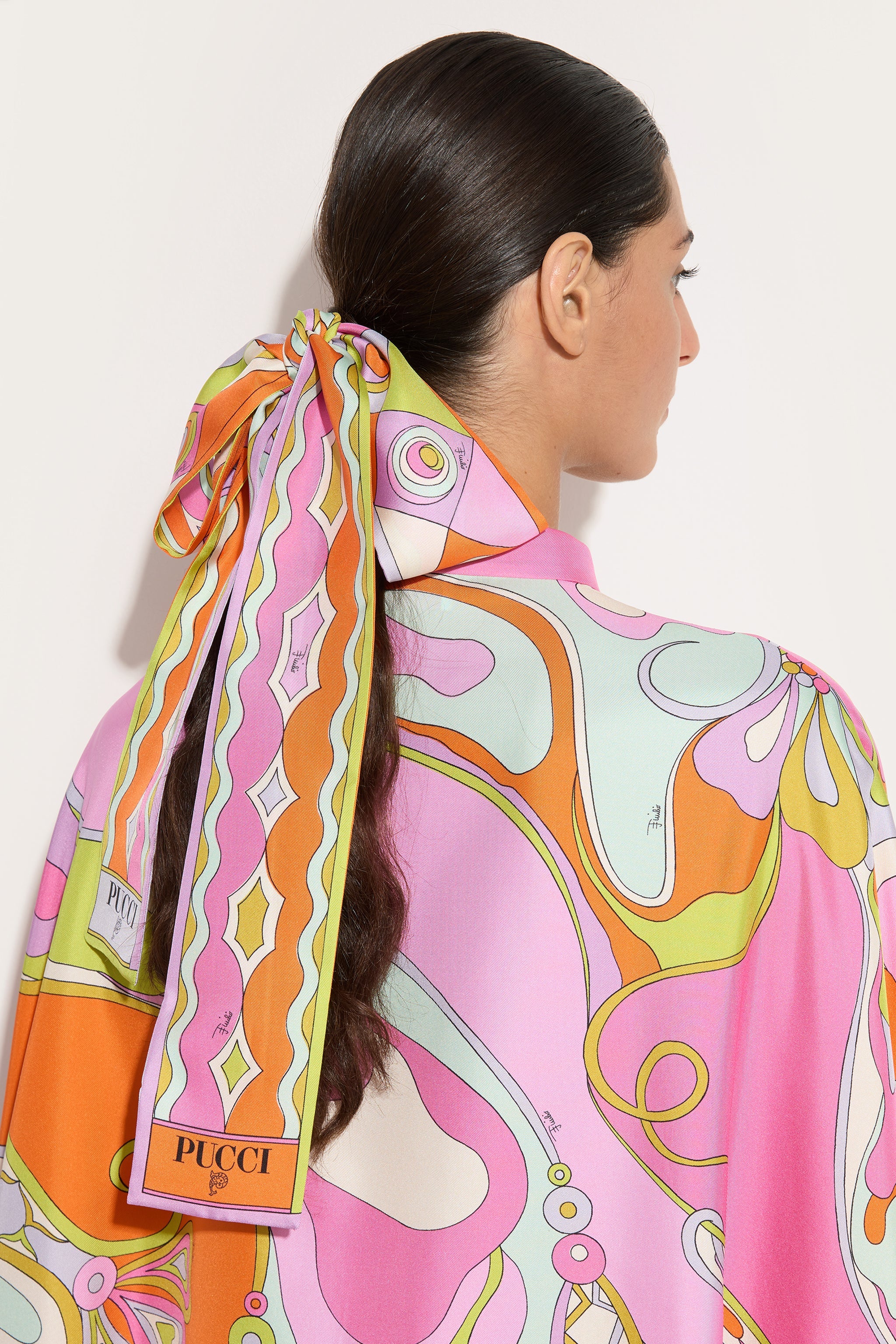 Emilio Pucci foulard soie mix imprime multicolore