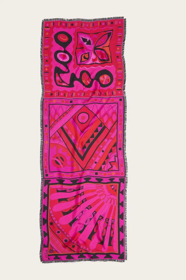 Emilio Pucci étole soie mix imprimés fuchsia noir