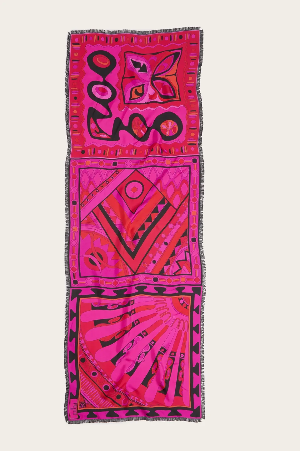 Emilio Pucci étole soie mix imprimés fuchsia noir