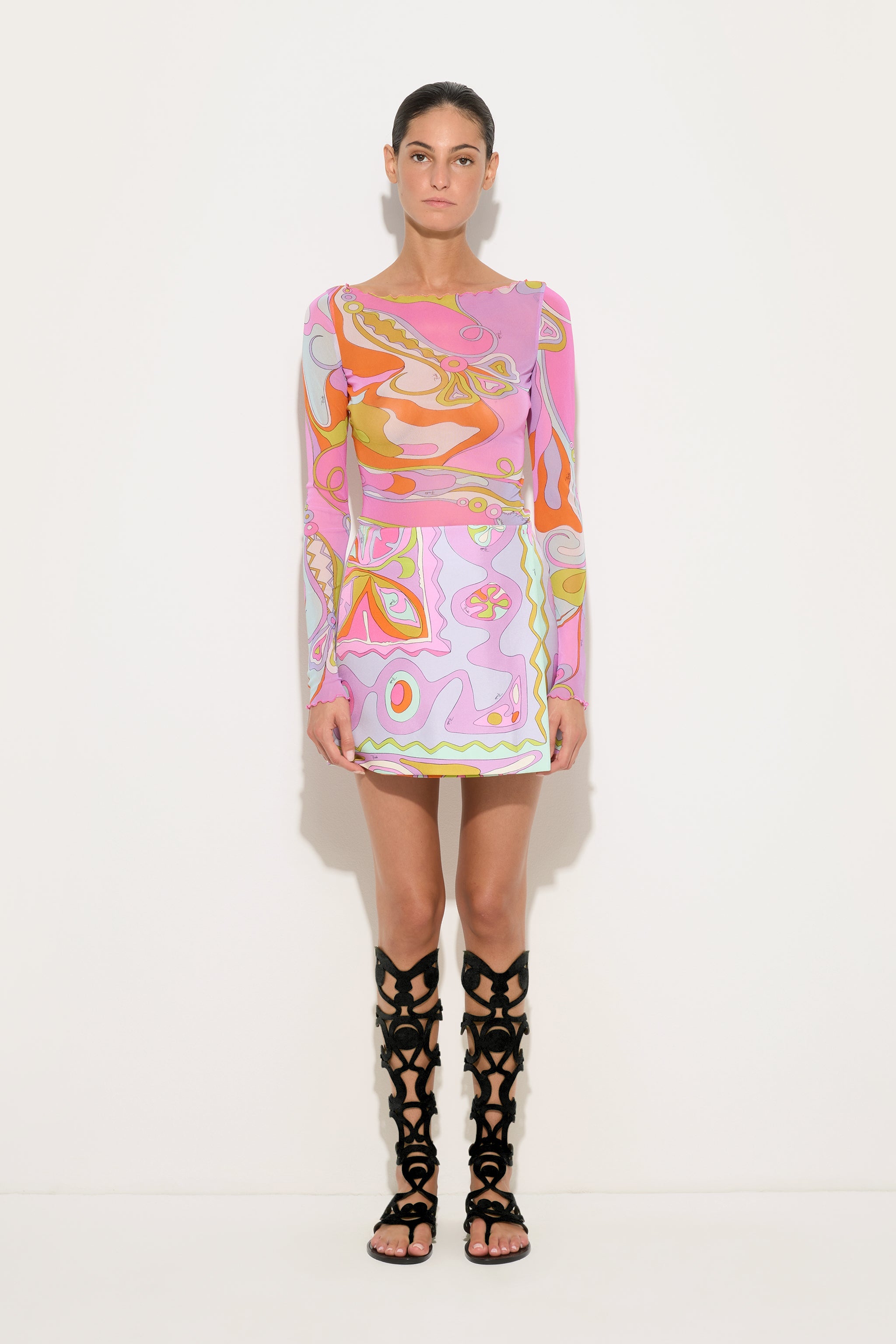 Emilio Pucci Orchidee Top Femme Multicolore Tulle