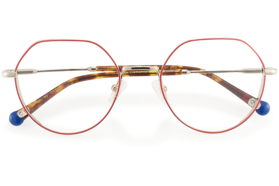 Clémence & Margaux La Rigolote lunettes de vue Rouge Doré tonneau
