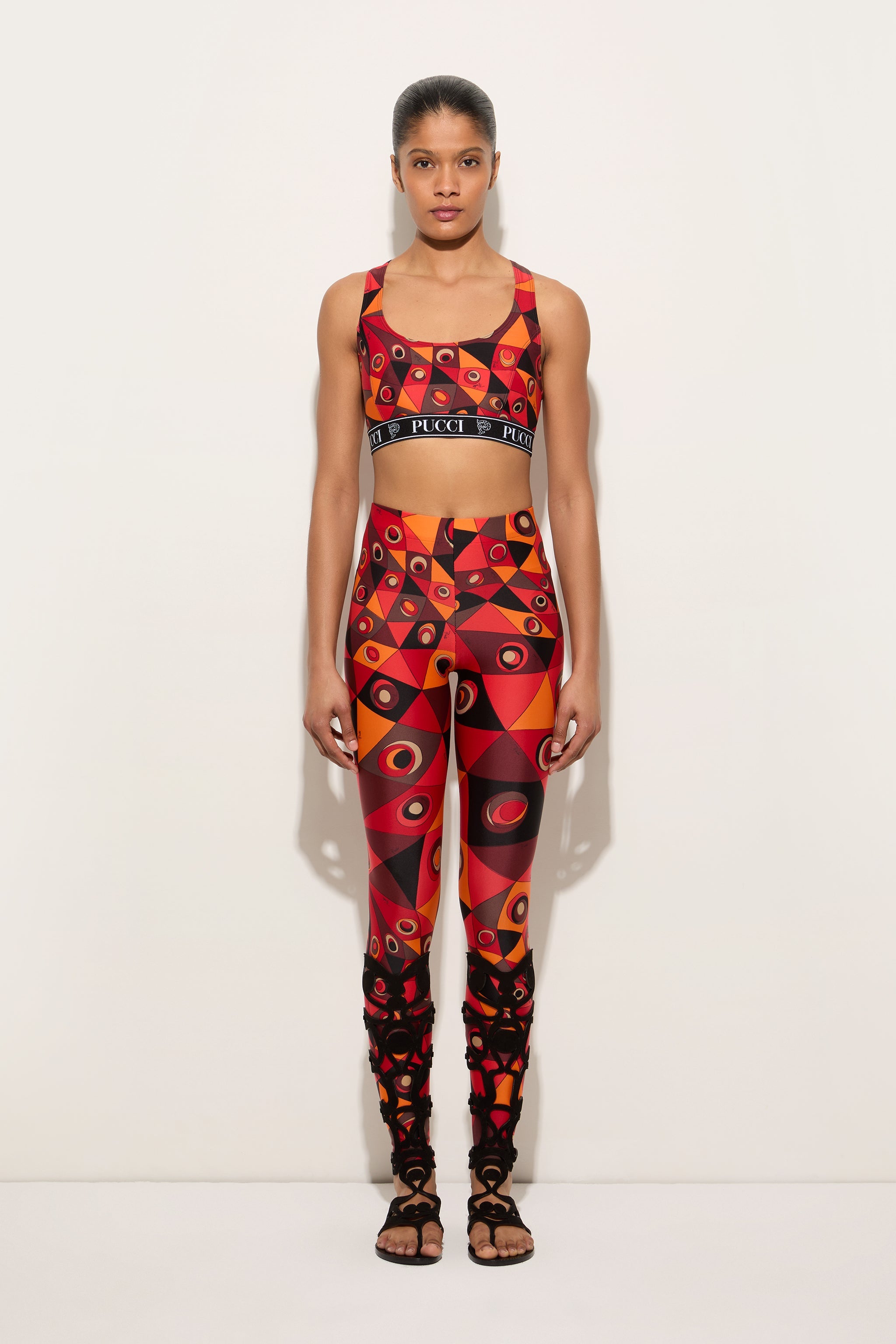 Emilio Pucci Occhi 6HTT216H865P17 Legging Orange/Noir Polyamide