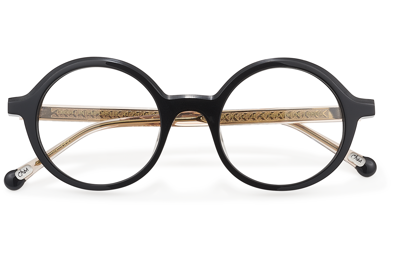 Clémence & Margaux L'Intemporelle lunettes de vue Noir & Doré femme ronde
