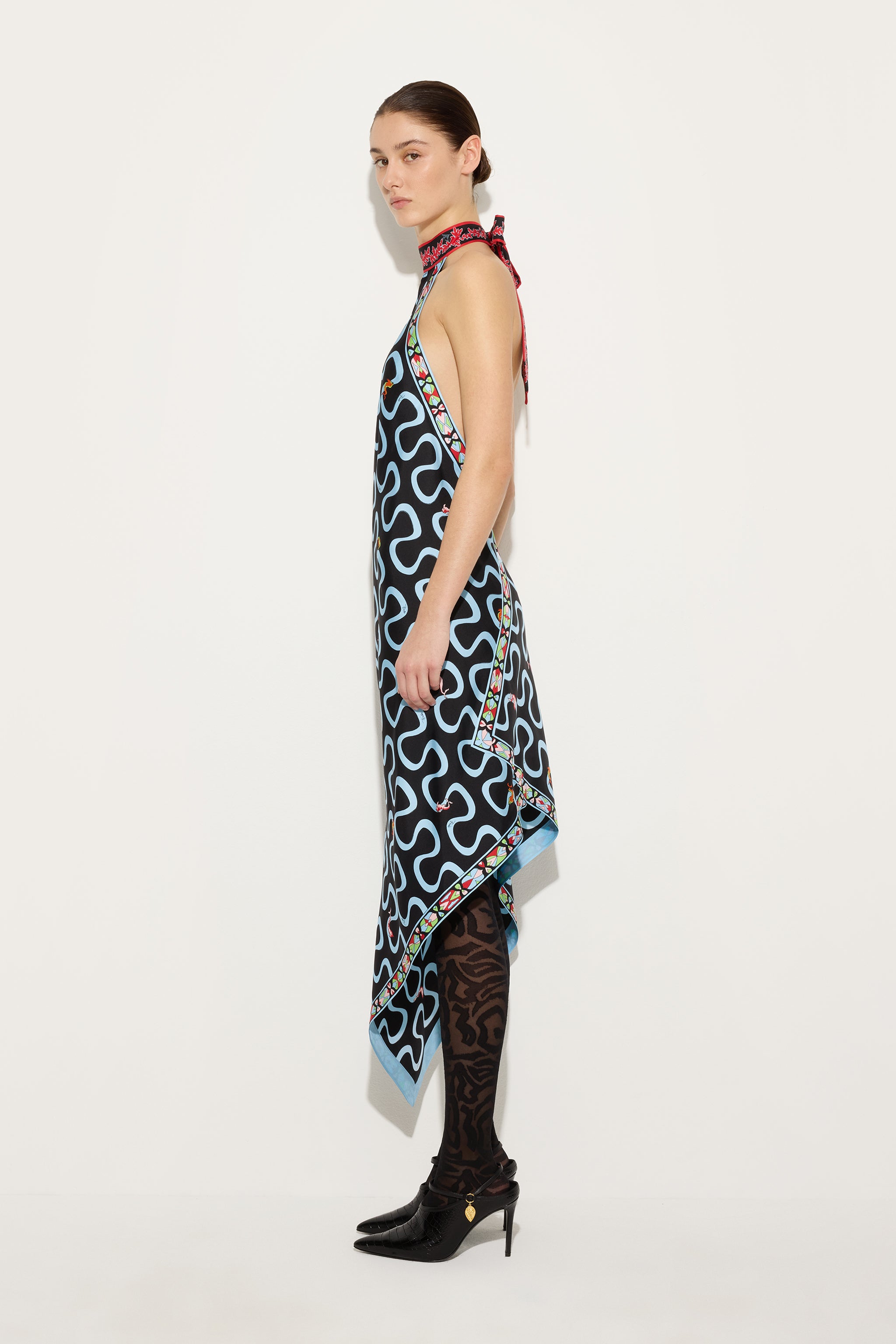 Emilio Pucci Onda robe soie rouge bleu 36 fluide