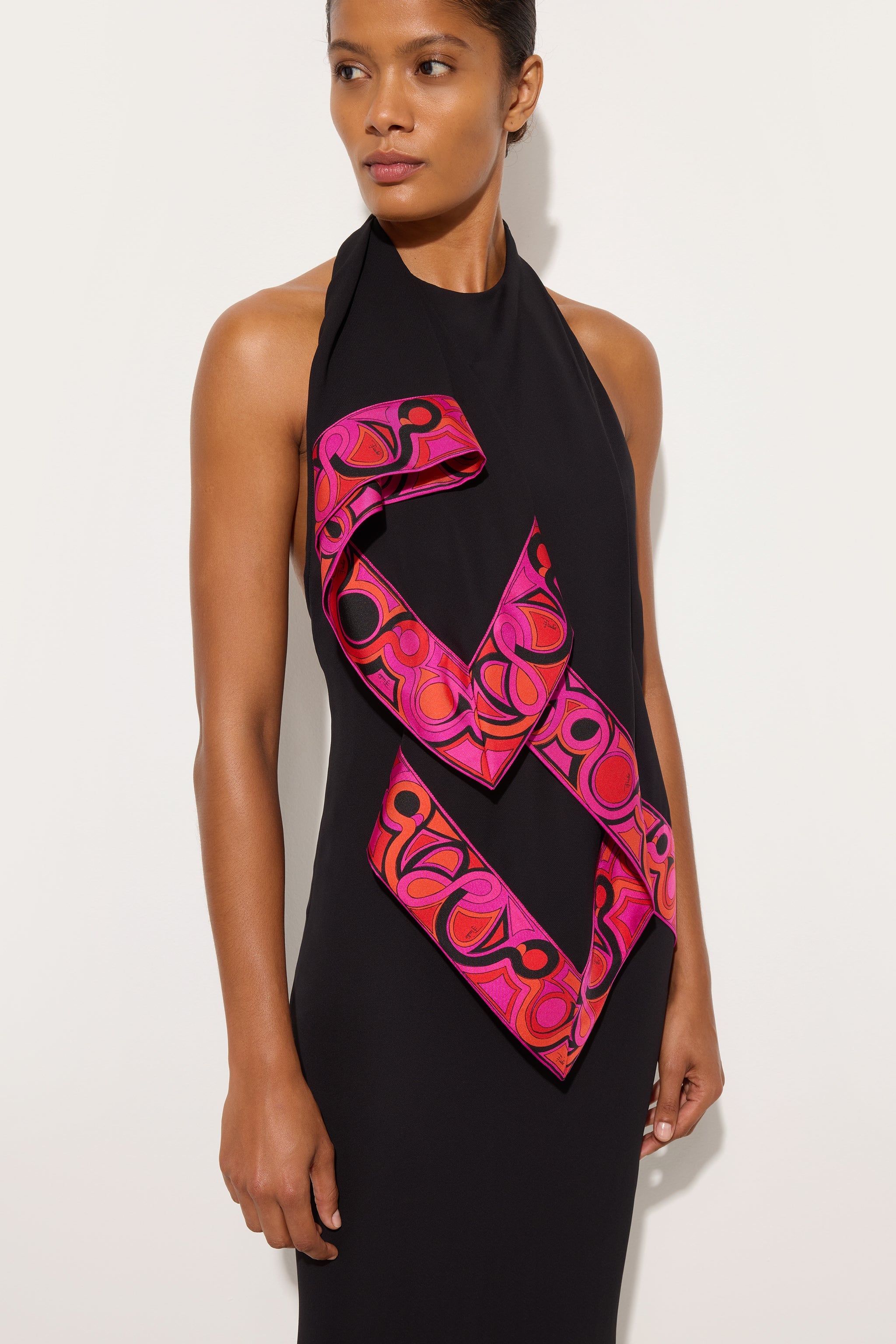 Emilio Pucci robe longue noire volants viscose