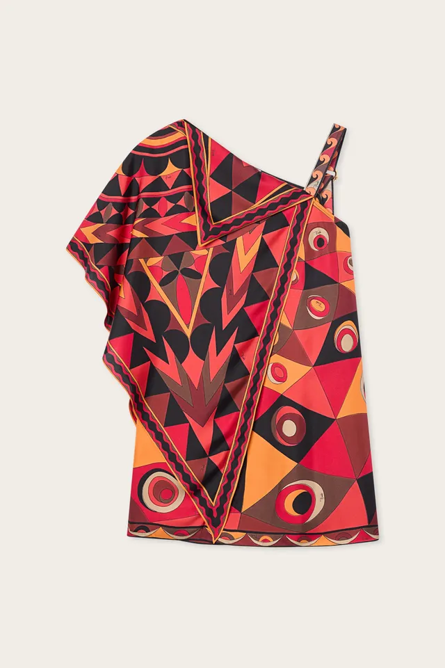 Emilio Pucci DRESSES robe soie orange black asymétrique