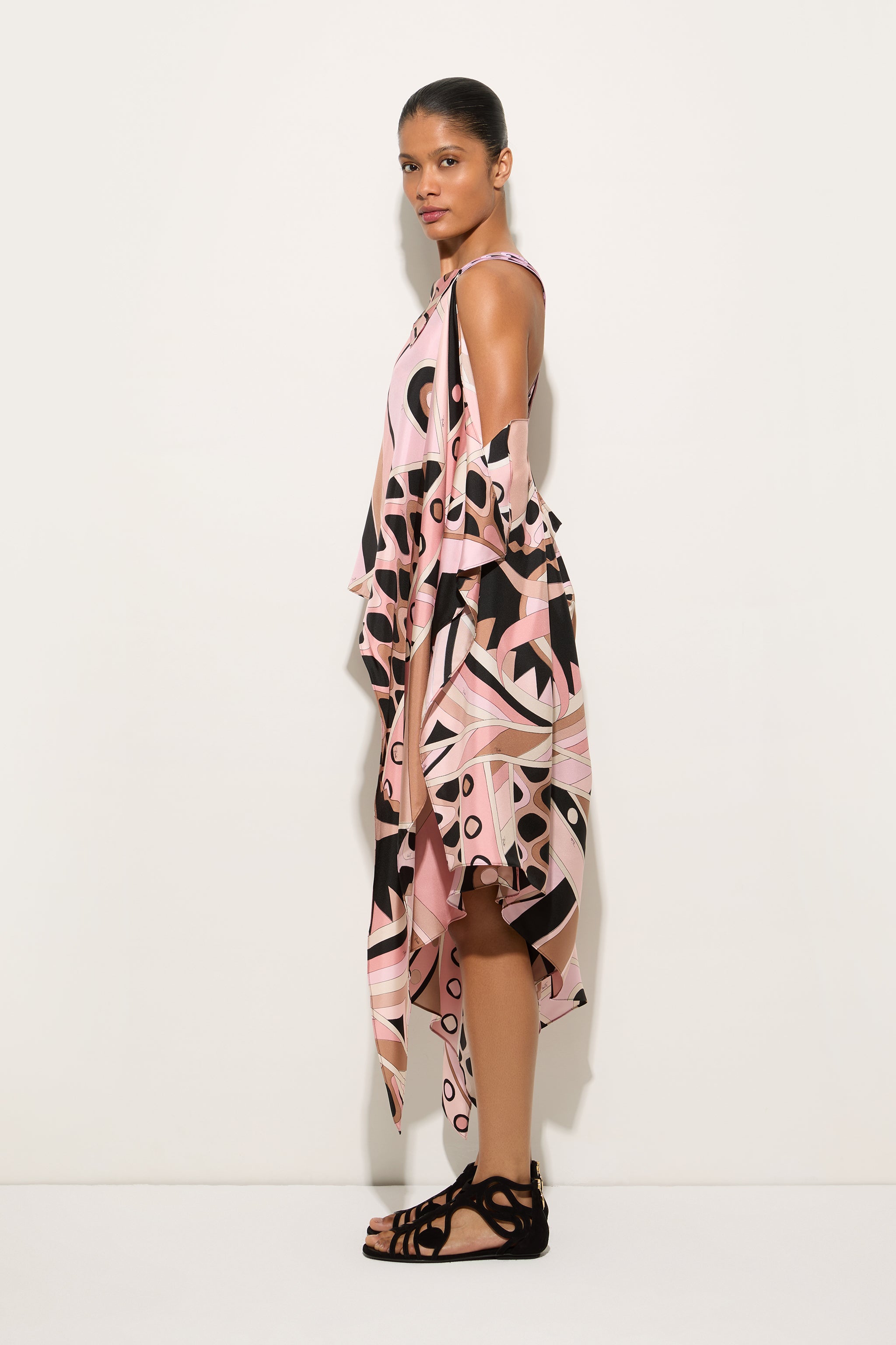 Emilio Pucci Vivara robe longue nude soie taille 38
