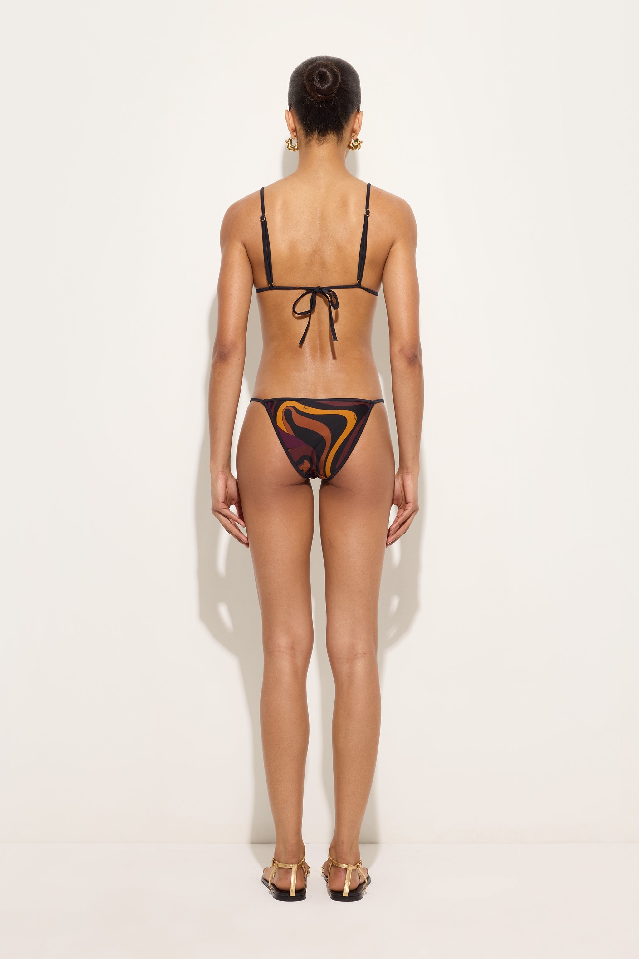 Emilio Pucci Bikini Haut Triangle Marmo Bordeaux Gold XS
