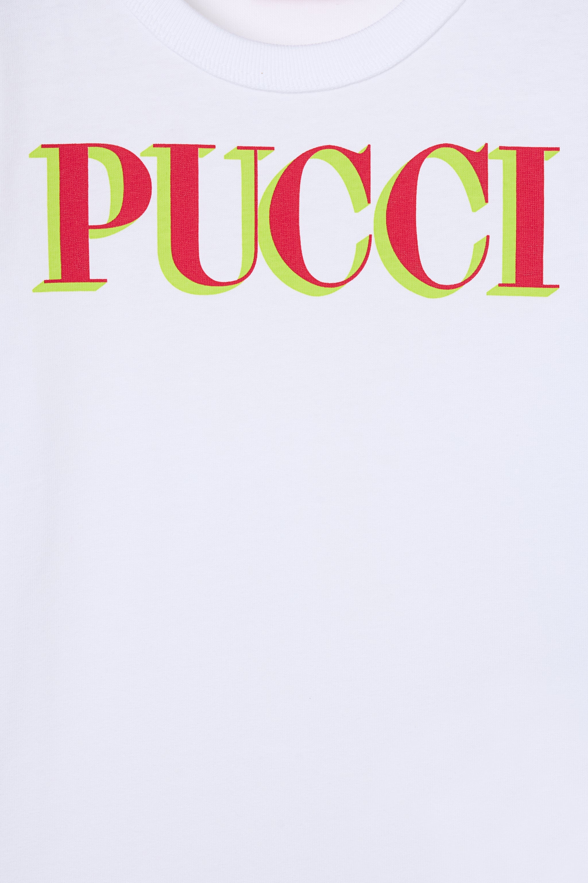Emilio Pucci T-shirt Coton Bio Enfant Blanc Logo Rouge