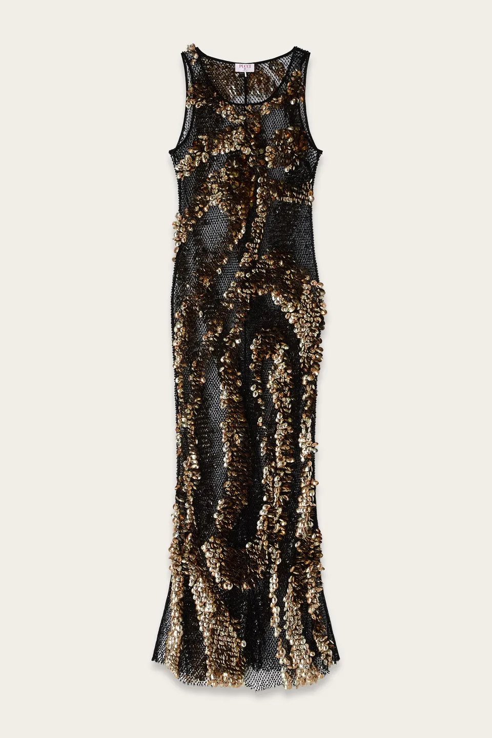 Emilio Pucci Marmo robe longue noire broderie or