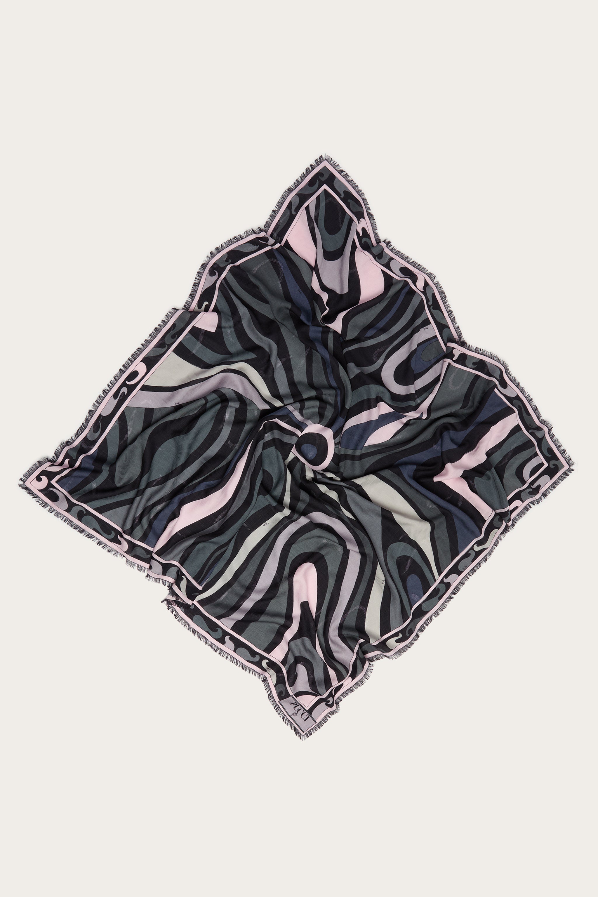 Emilio Pucci Marmo pashmina noir rose 120x120