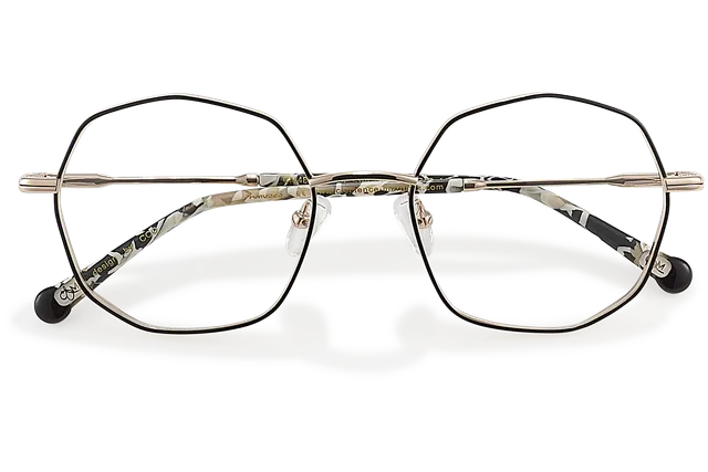 Clémence & Margaux L'Ambassadrice lunettes de vue octogonale Doré & Bleu