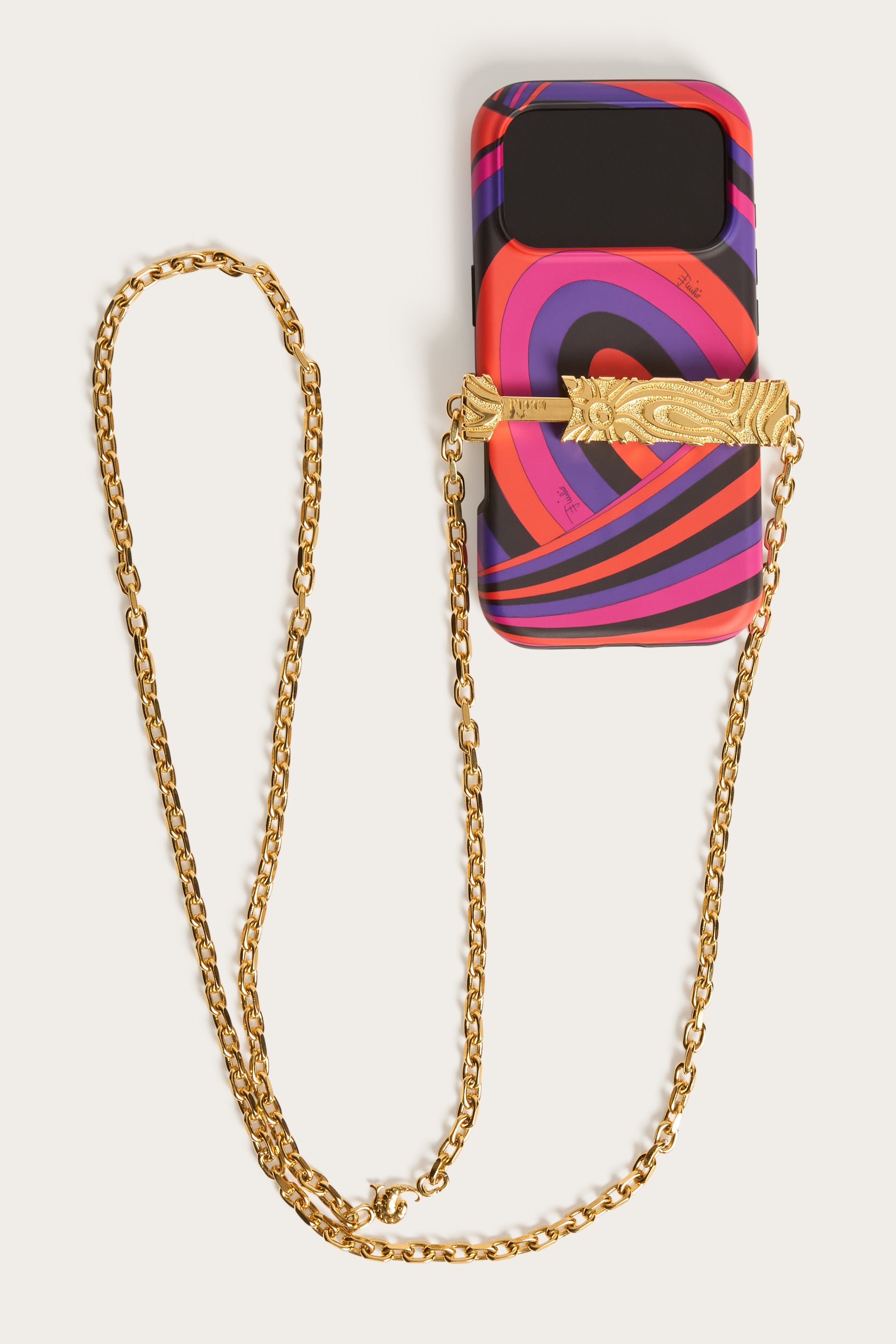 Emilio Pucci Étui porte portable Marmo or chaîne