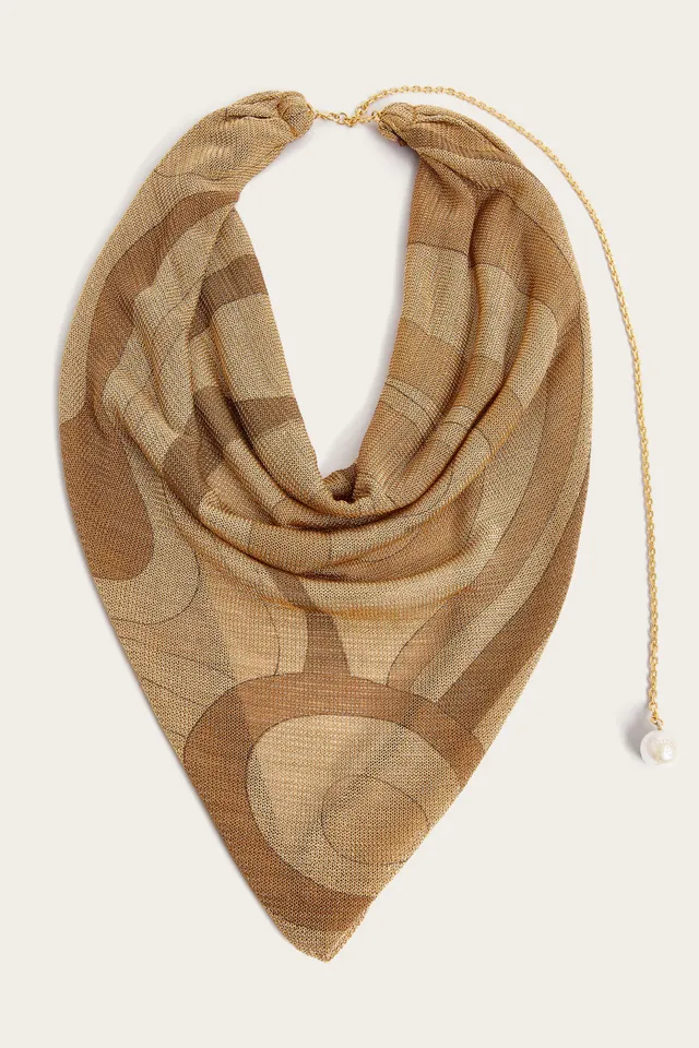 Emilio Pucci foulard lurex or imprimé marbre collier