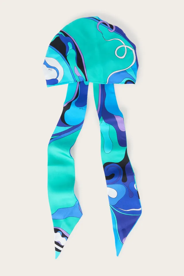 Emilio Pucci Chapeau Bandana Soie Turquoise/Blue OS