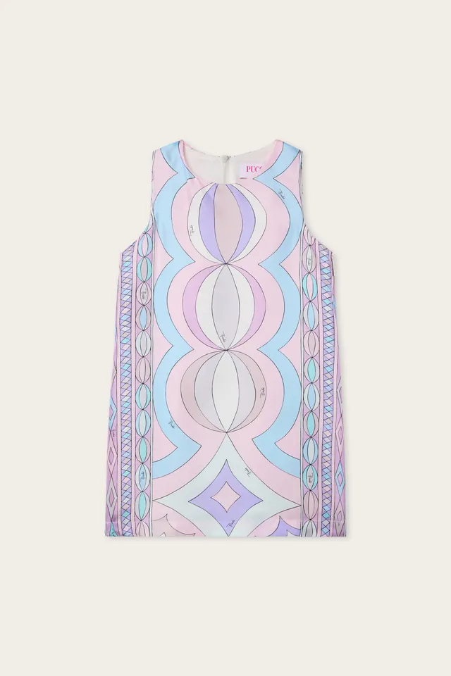 Emilio Pucci Abito in Seta robe soie enfant rose bleu