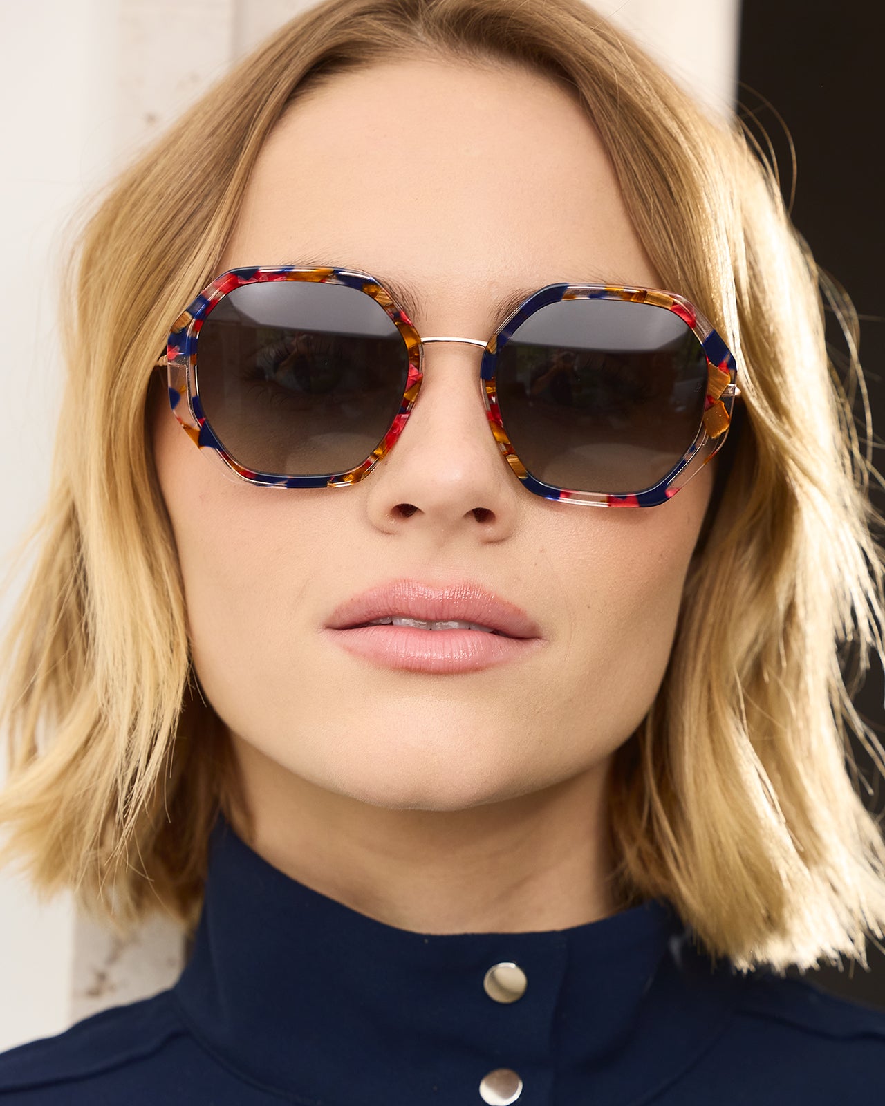 Clémence & Margaux Cristal lunettes de soleil Moucheté Bleu & Jaune polarisé
