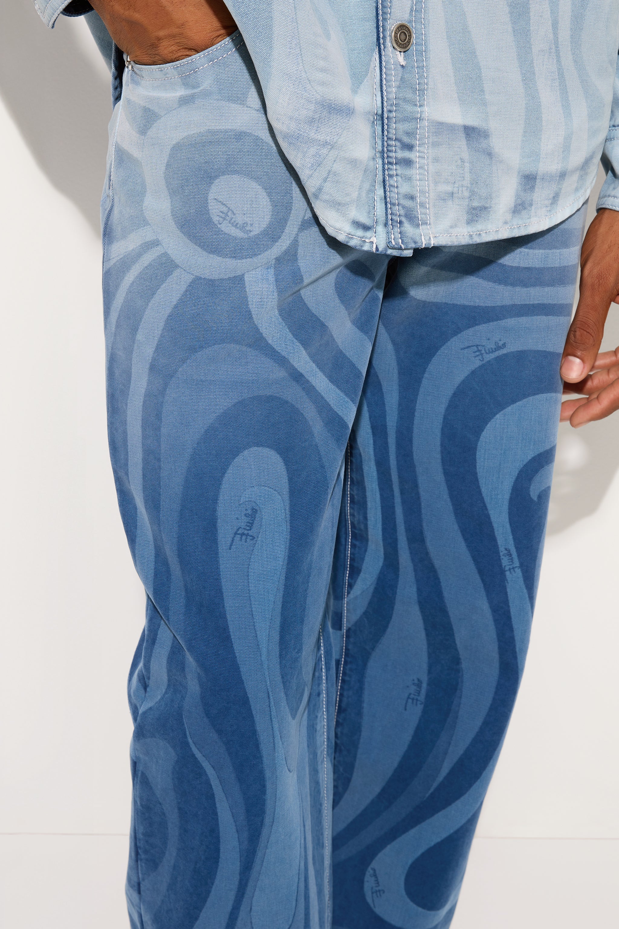 Emilio Pucci Marmo Denim stampa Marmo pantalon bleu clair