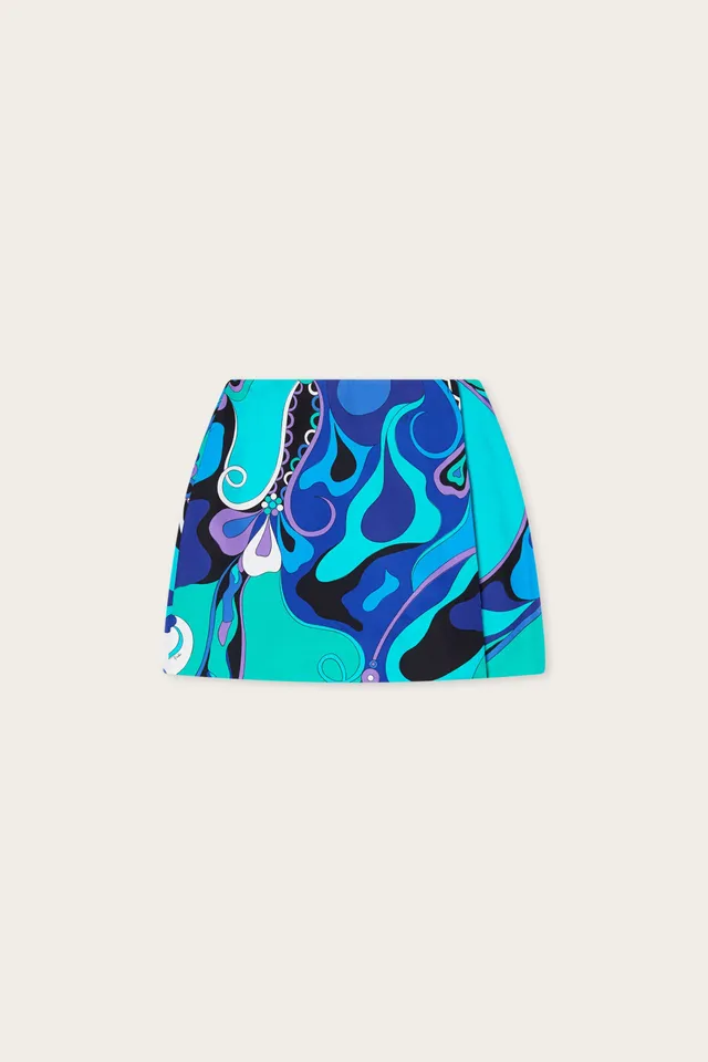 Emilio Pucci SKIRTS jupe soie turquoise/bleu 36 Orchidee