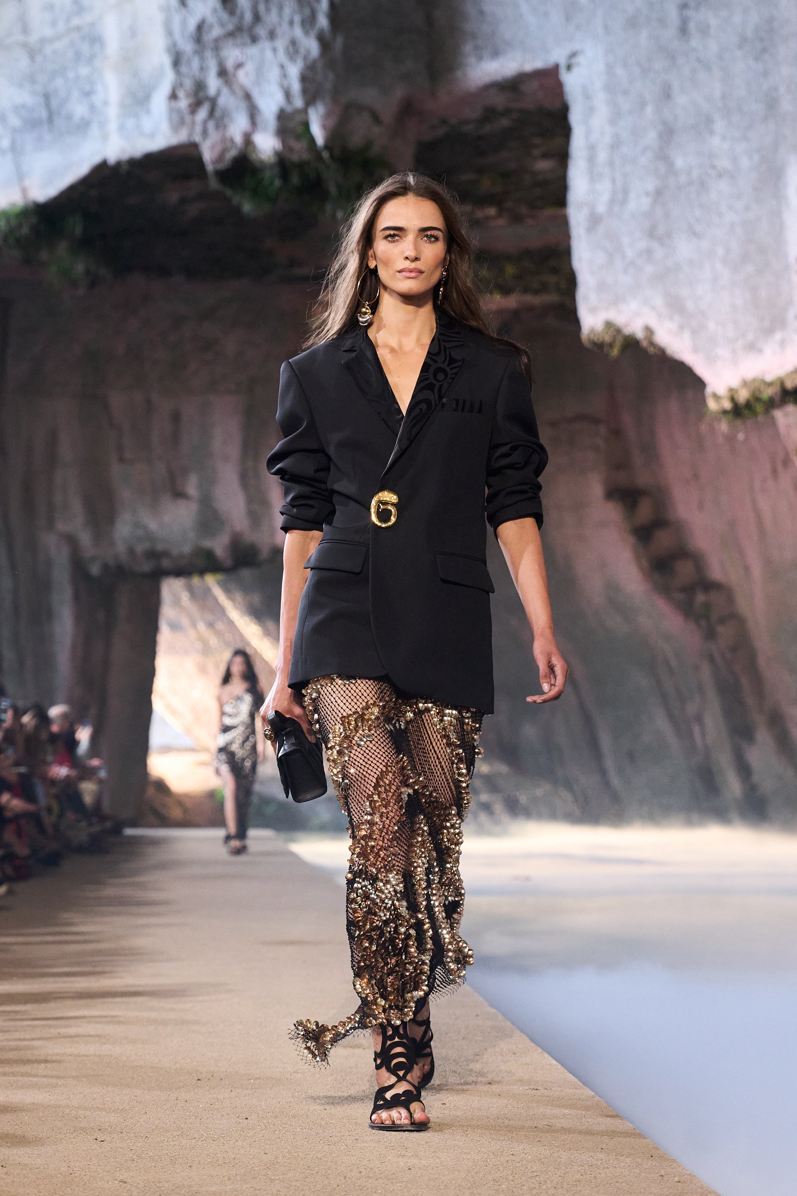 Emilio Pucci Marmo robe longue noire broderie or