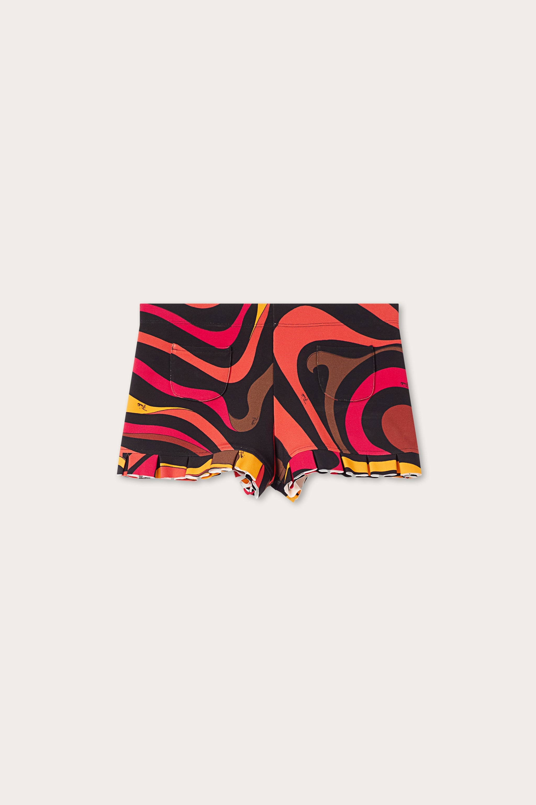 Emilio Pucci Marmo short orange noir taille basse