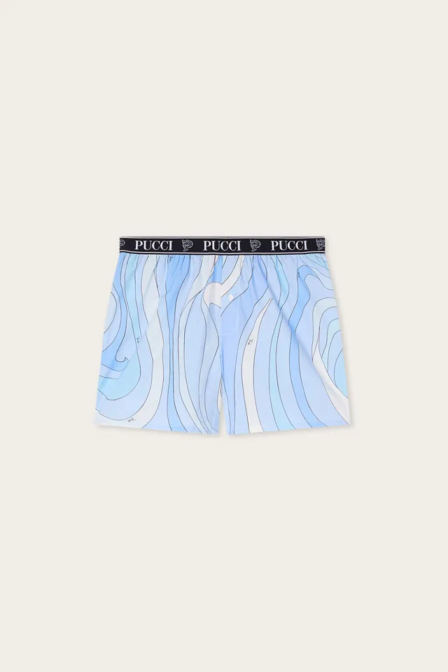 Emilio Pucci Marmo boxer bleu clair S coton