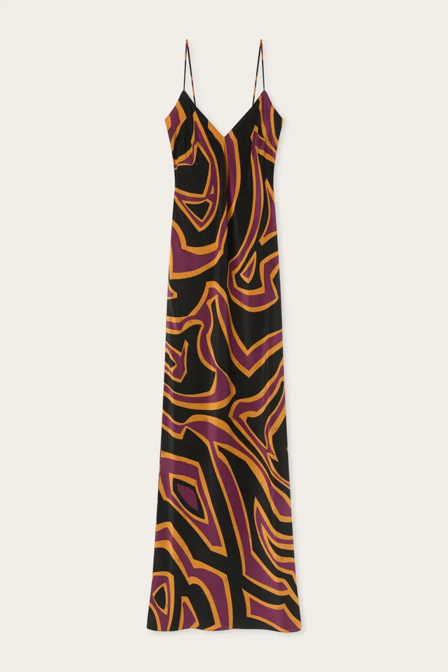 Emilio Pucci DRESSES Labirinto robe longue bordeaux gold soie