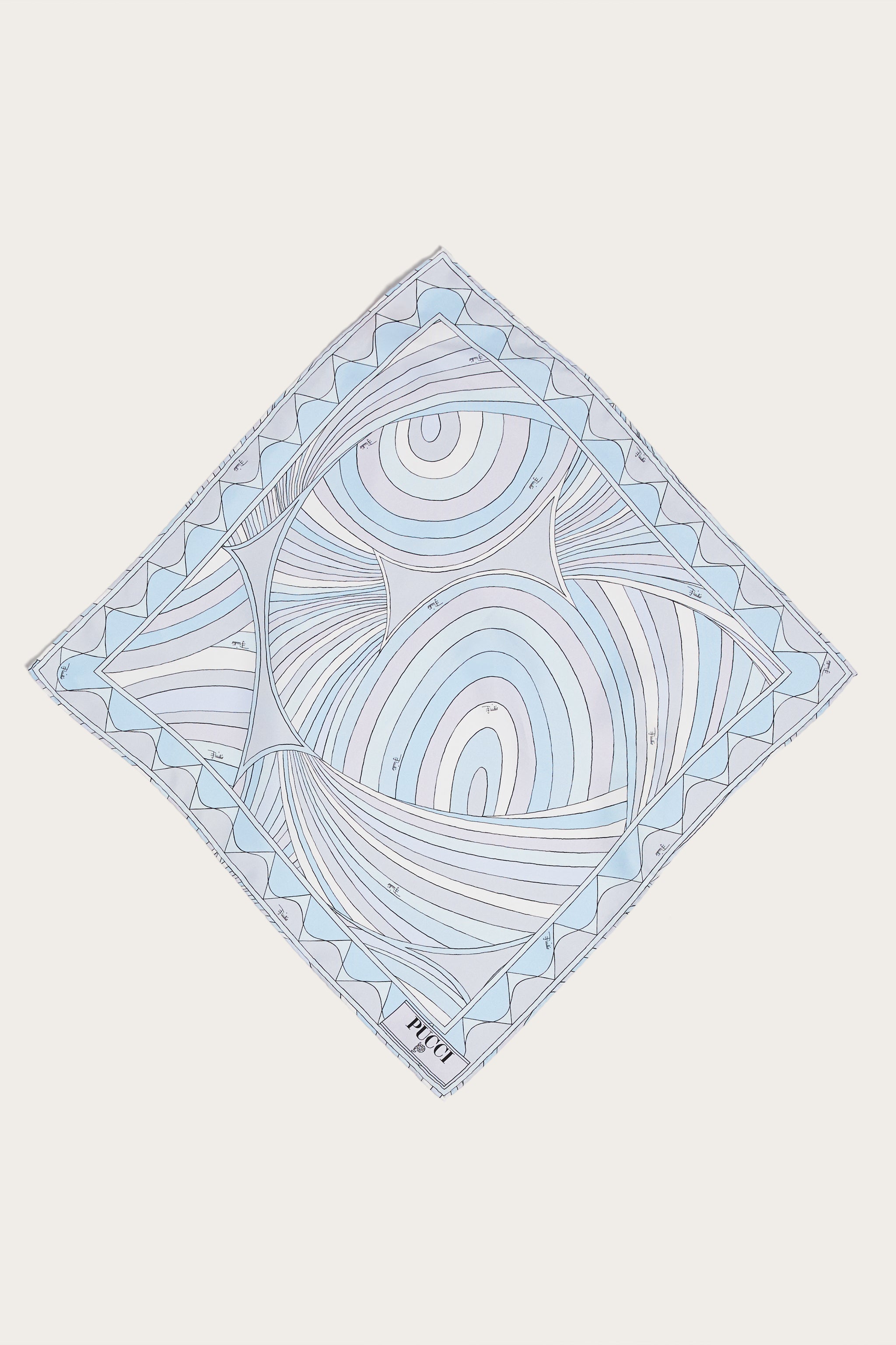 Emilio Pucci Silks Iride petit carré soie bleu clair