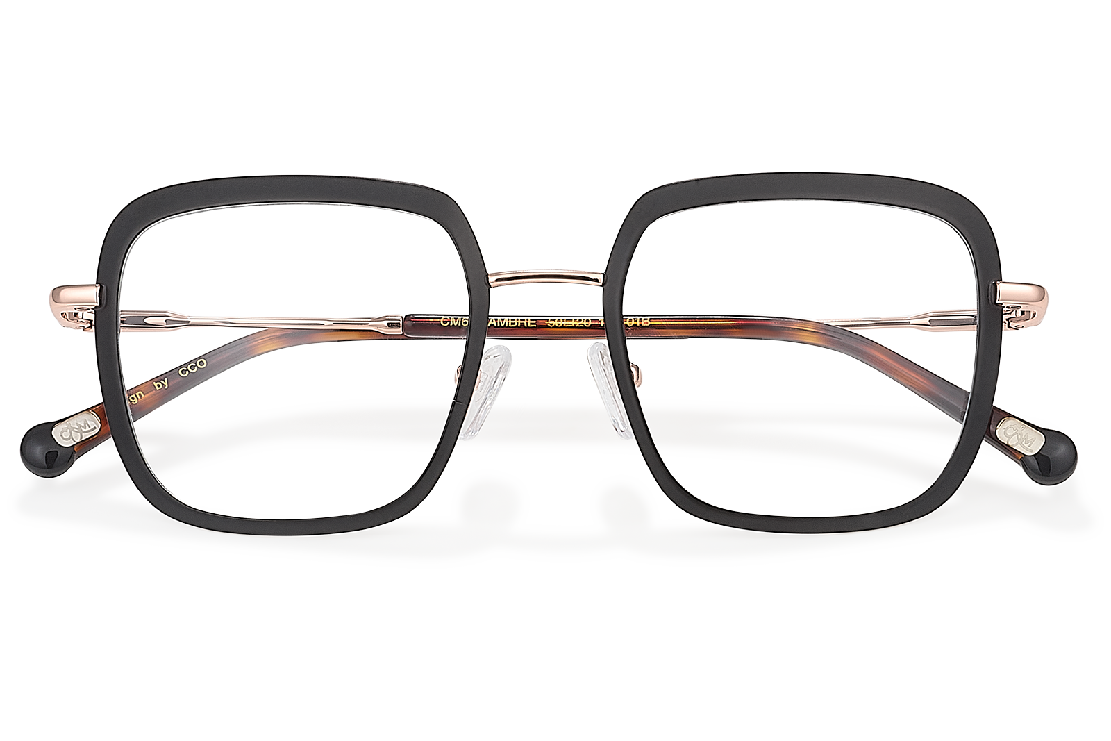 Clémence & Margaux Ambre lunettes de vue Noir & Doré carré