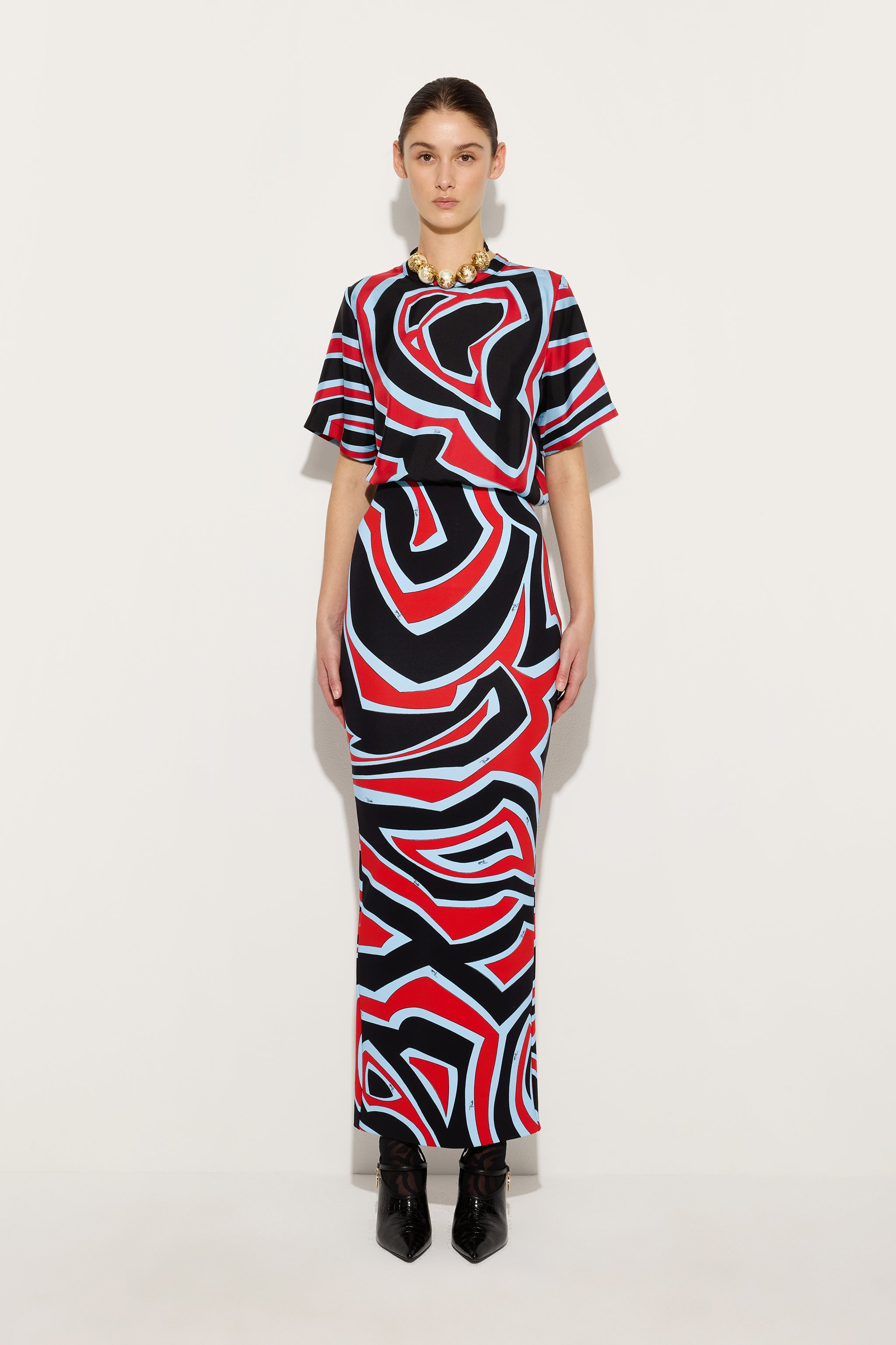 Emilio Pucci Labirinto jupe crayon rouge/bleu XS