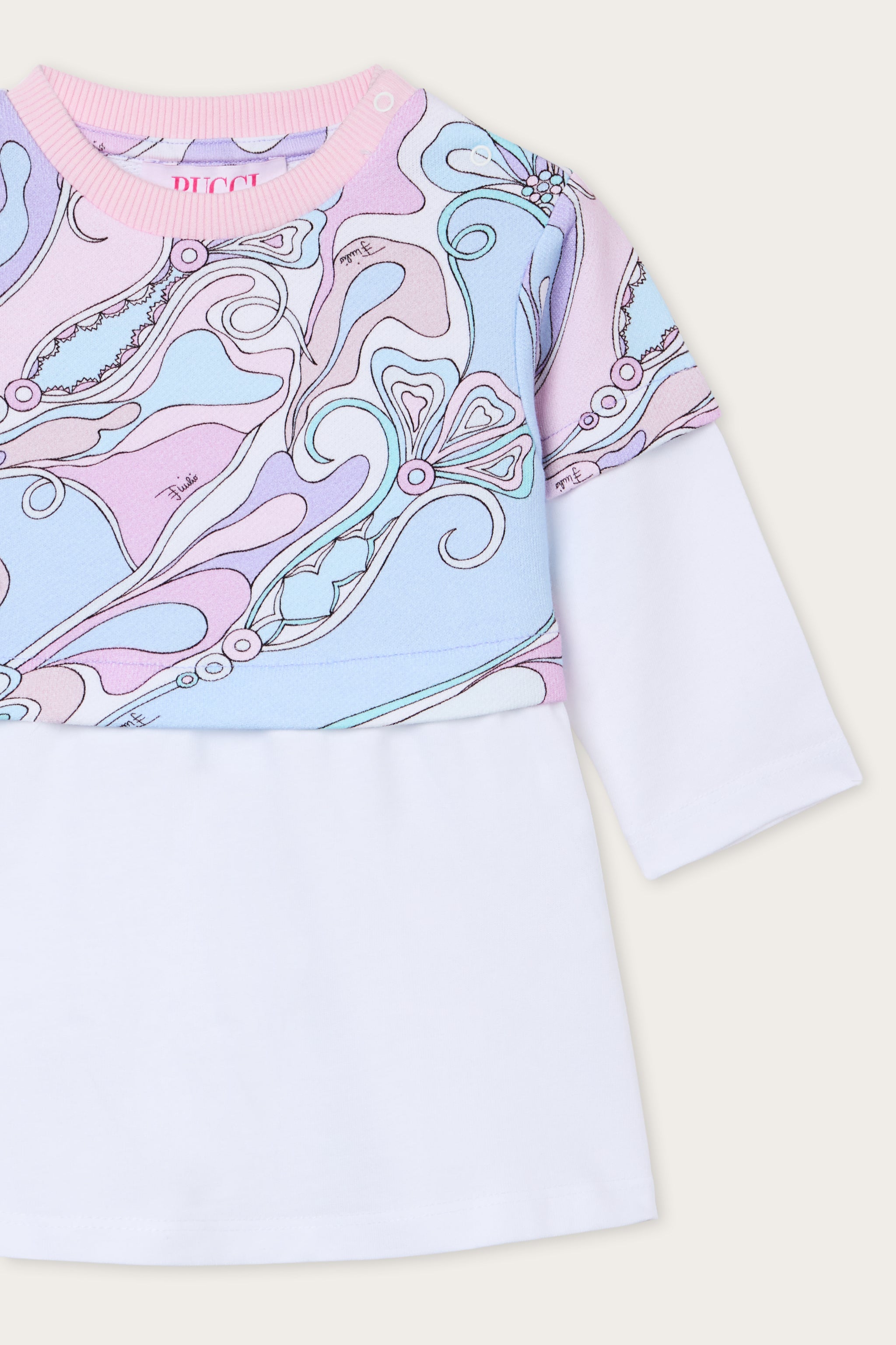 Emilio Pucci Orchidee Robe Bébé Rose Coton Évasée