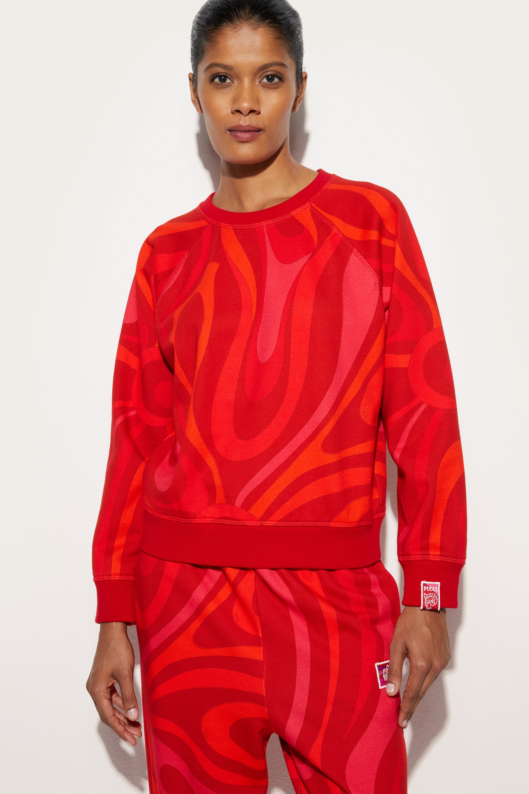 Emilio Pucci Sweat Molleton Rouge M Imprimé Marmo
