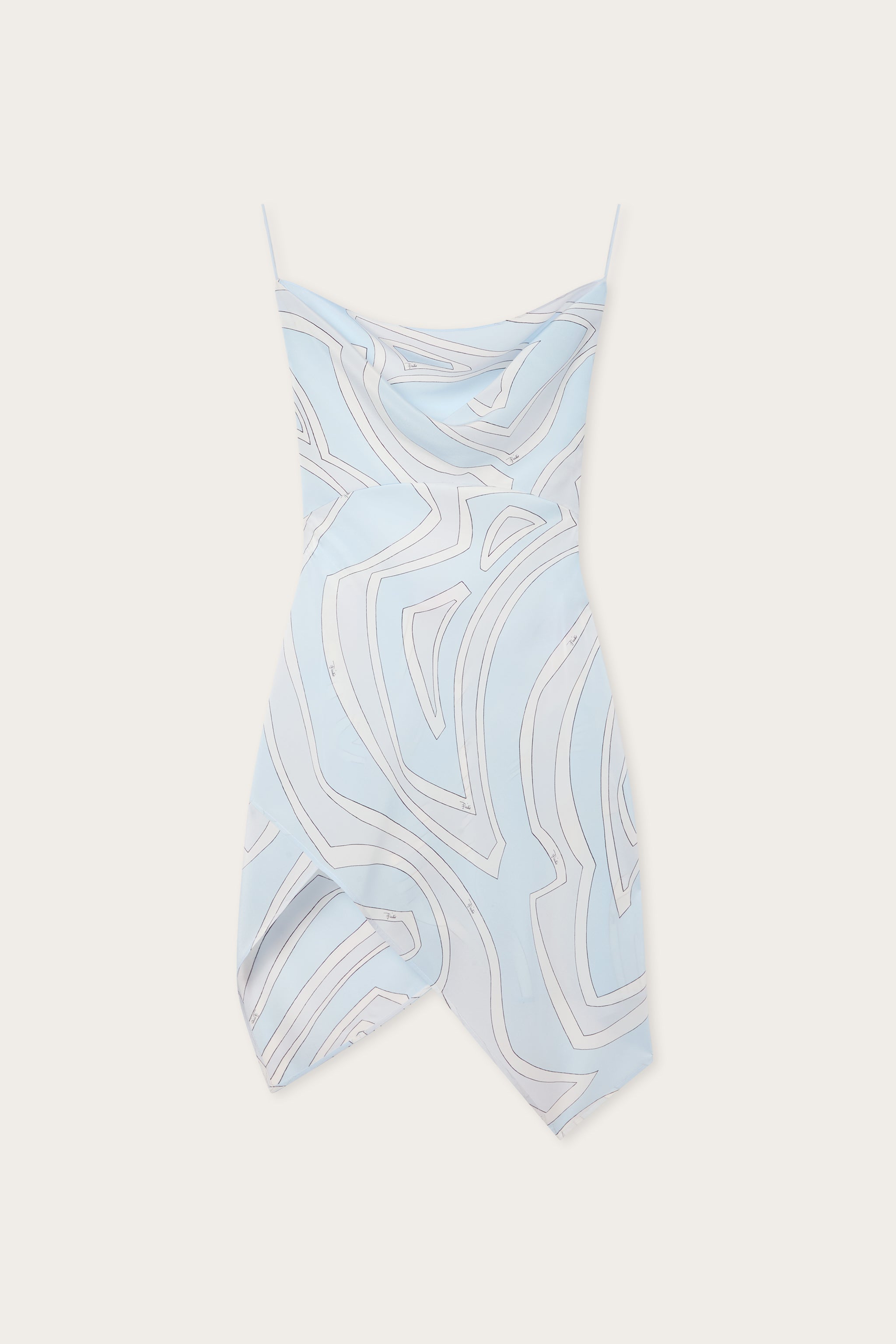 Emilio Pucci Labirinto robe courte soie bleu clair