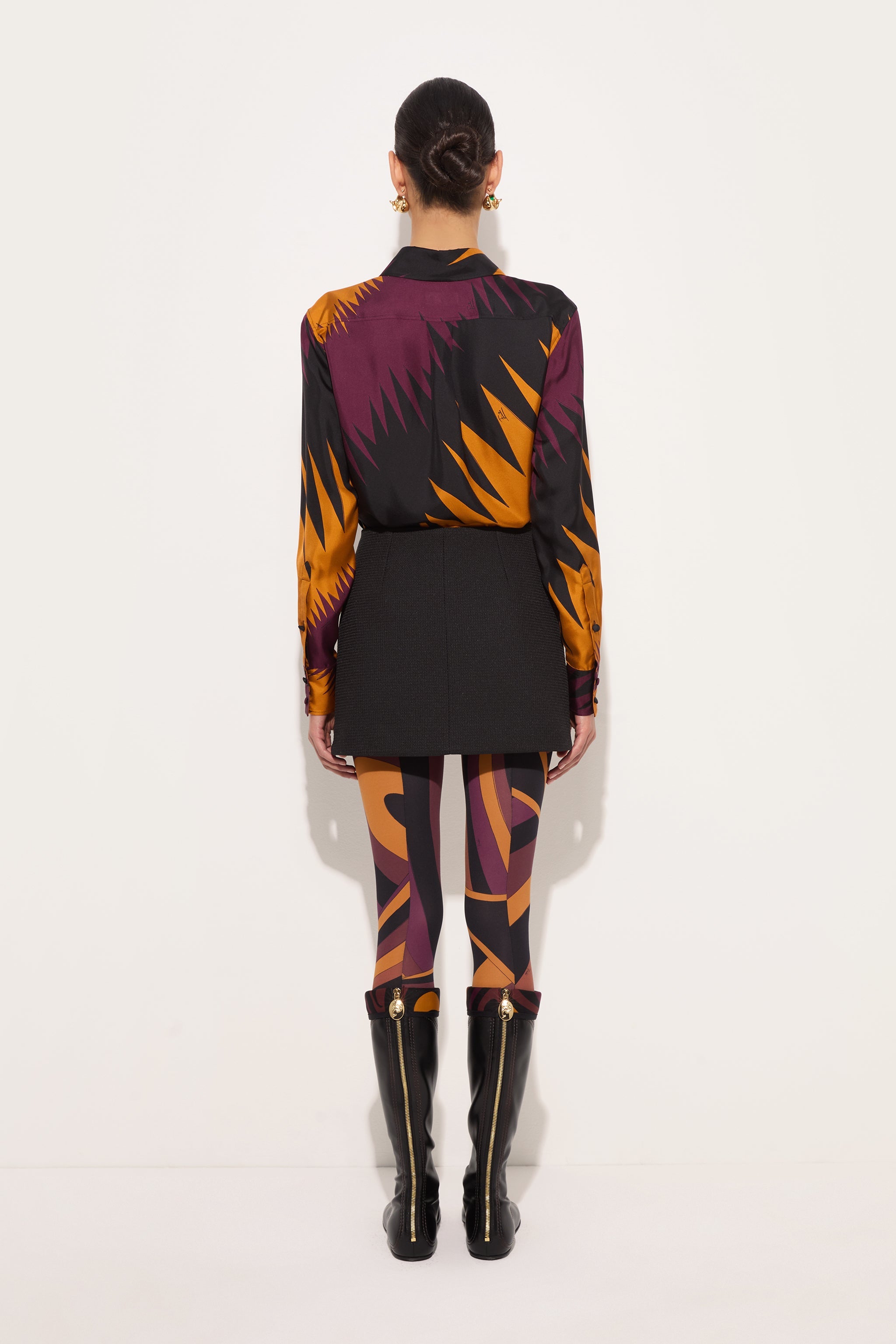 Emilio Pucci Drago chemise soie bordeaux or 38