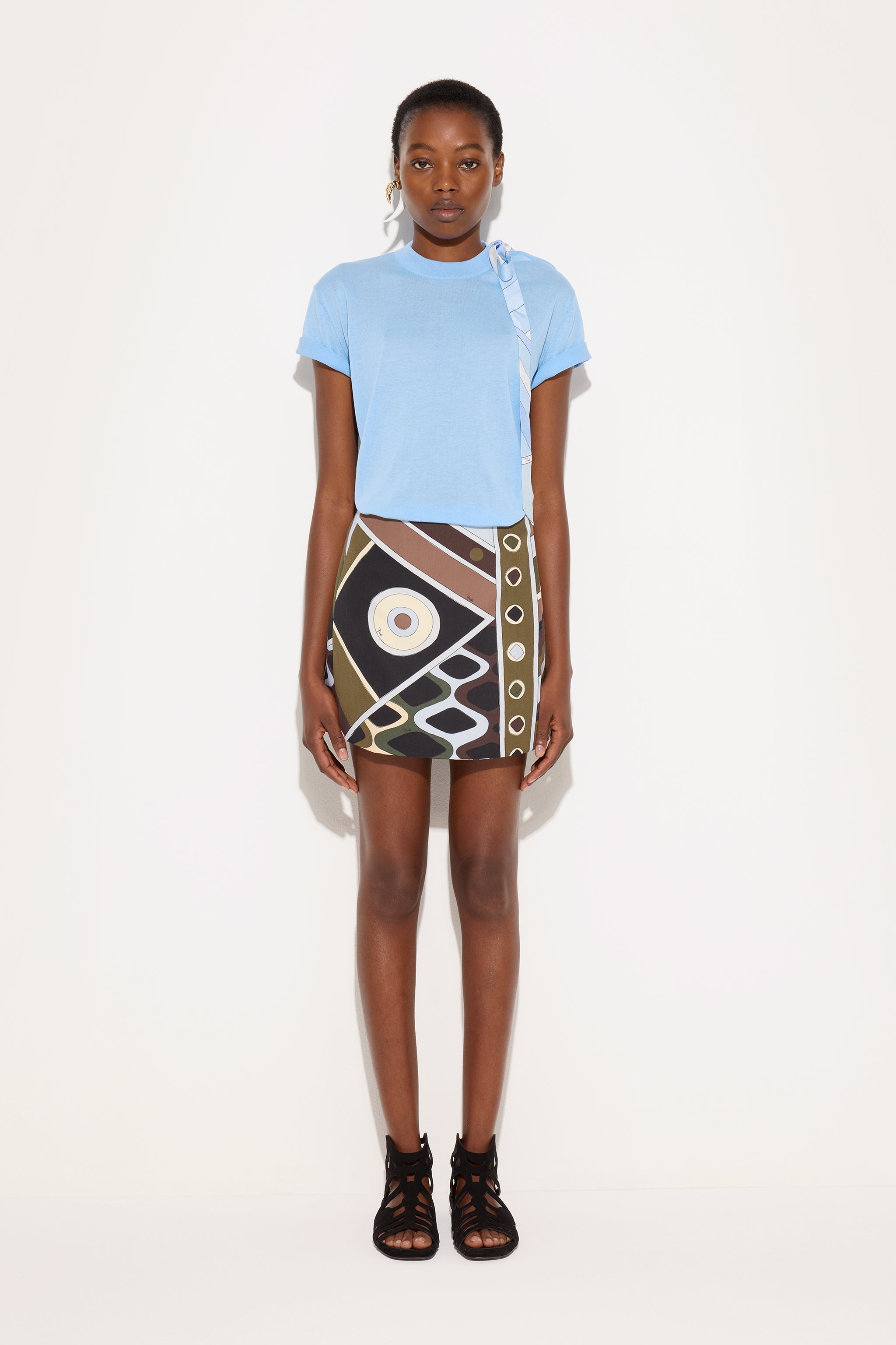 Emilio Pucci T-Shirts T-shirt Foulard tee-shirt bleu clair coton