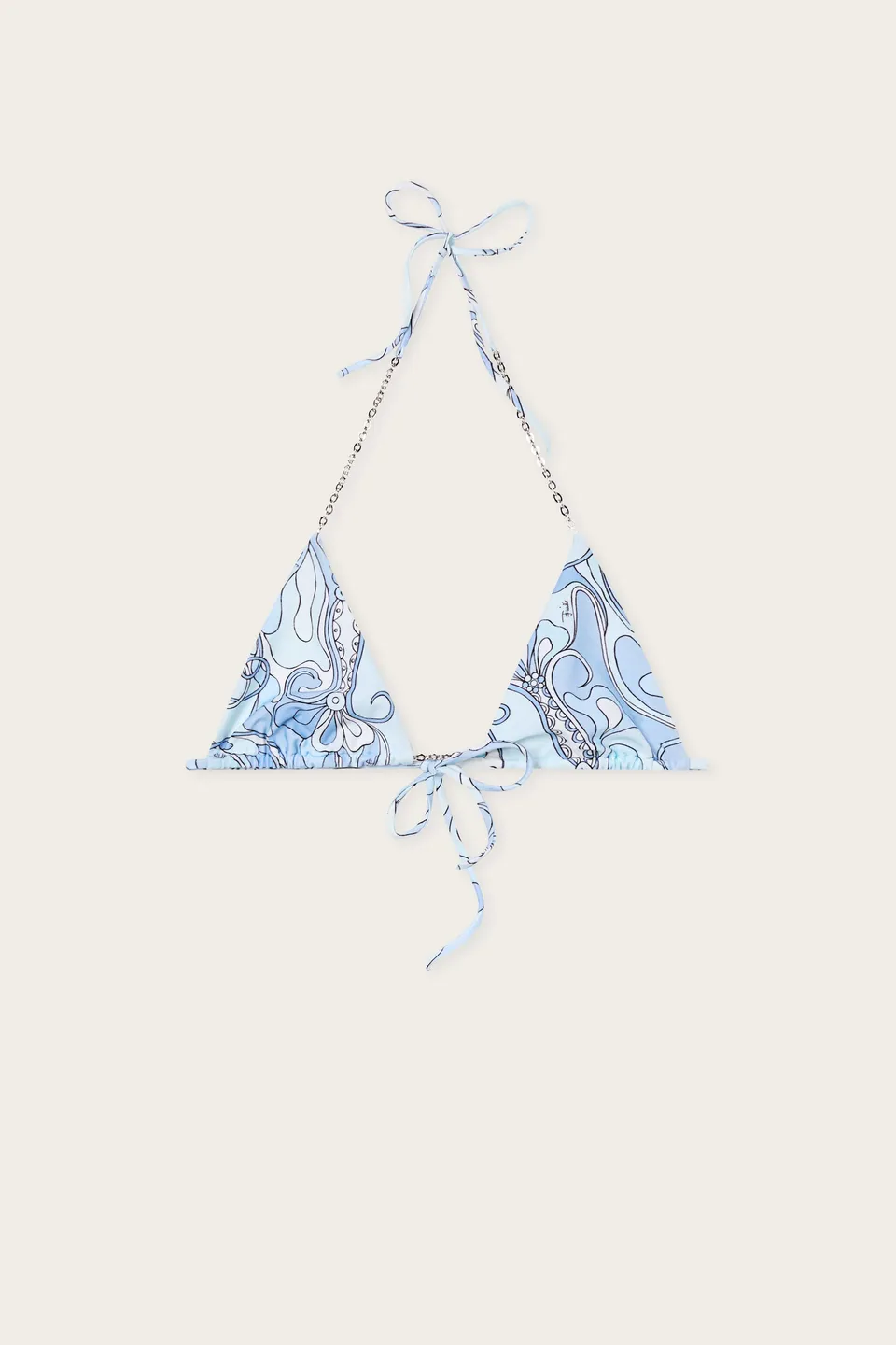 Emilio Pucci Bikini Haut Triangle Orchidee Bleu Clair
