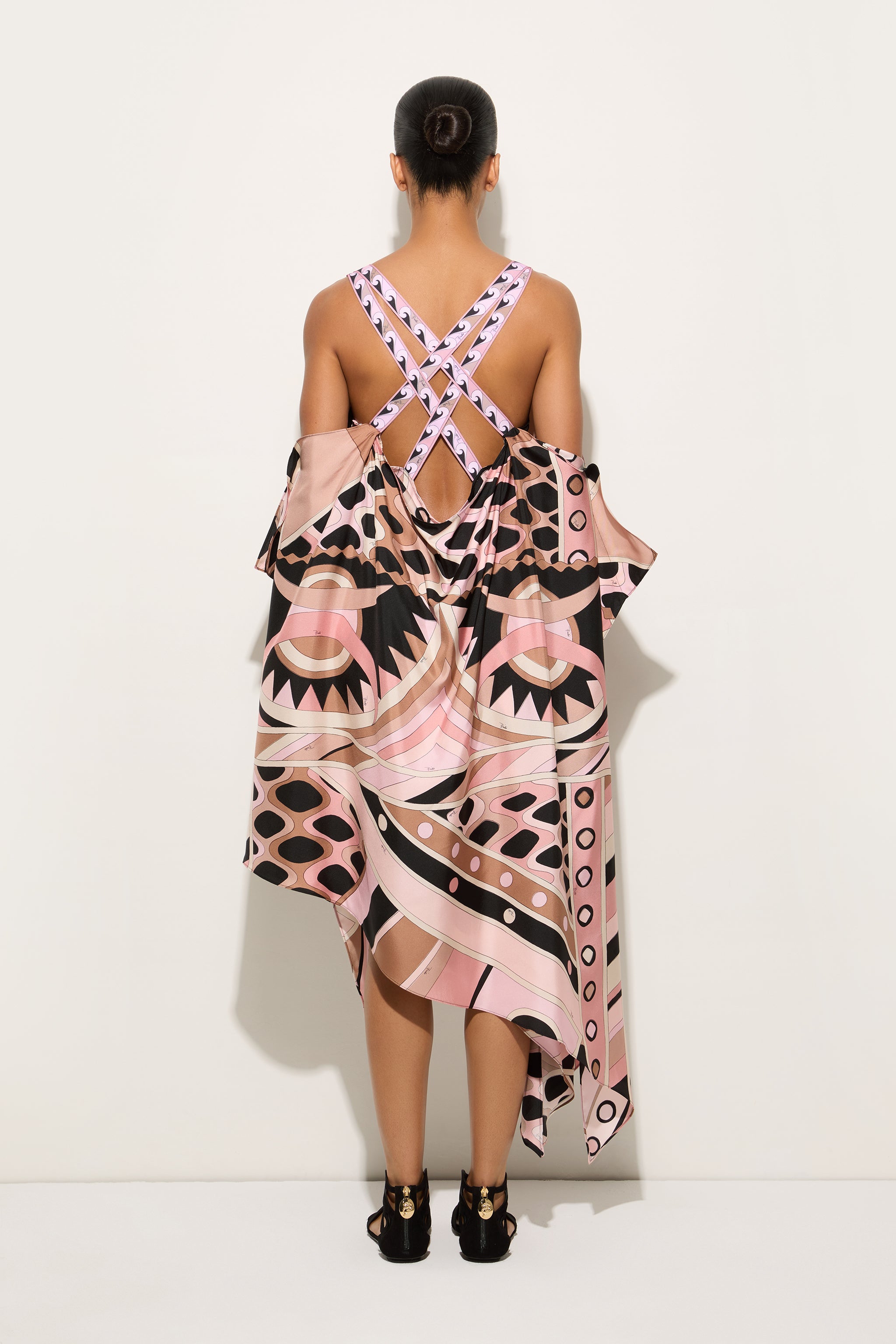 Emilio Pucci Vivara robe longue nude soie taille 38