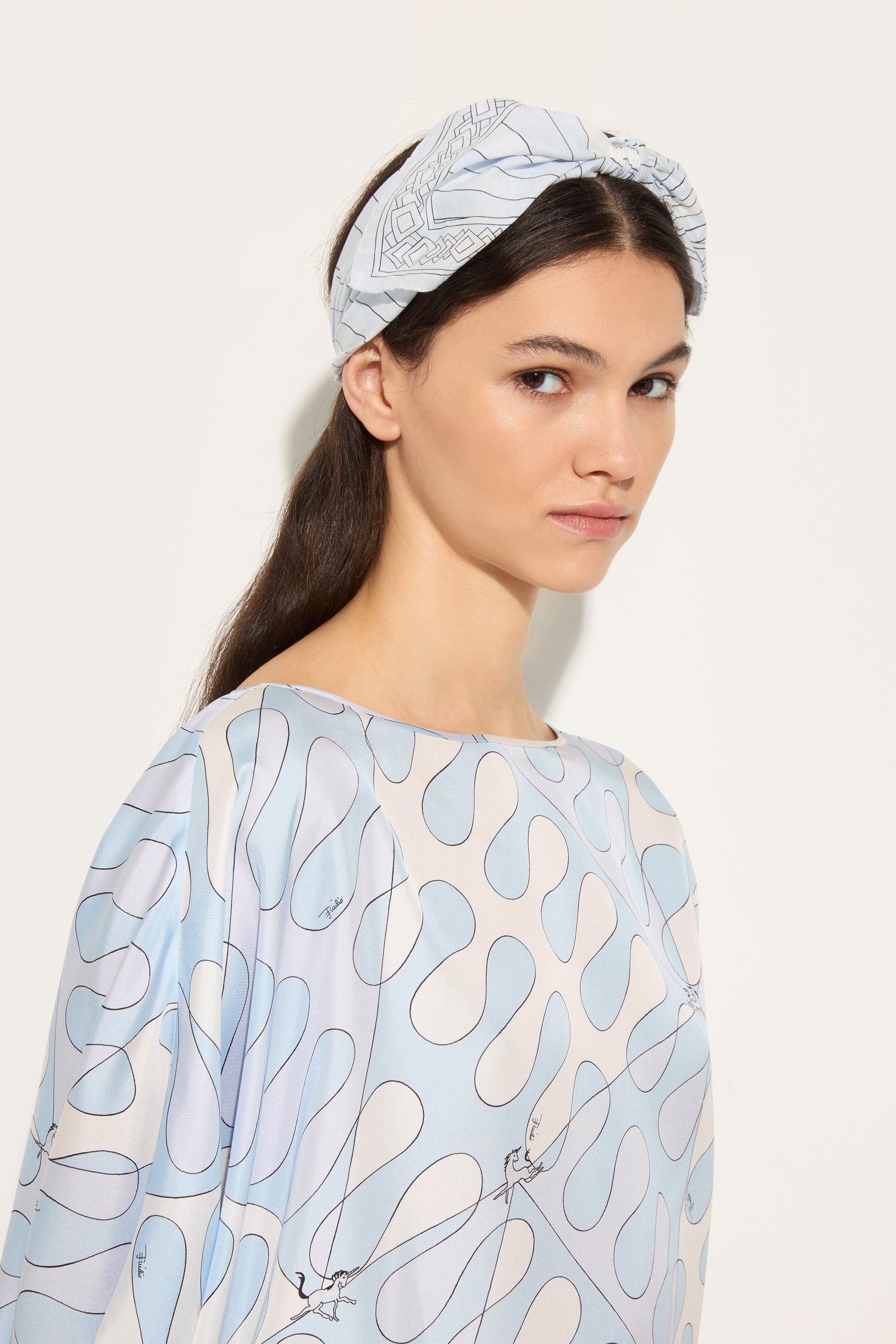Emilio Pucci Iride bandeau cheveux coton bleu clair
