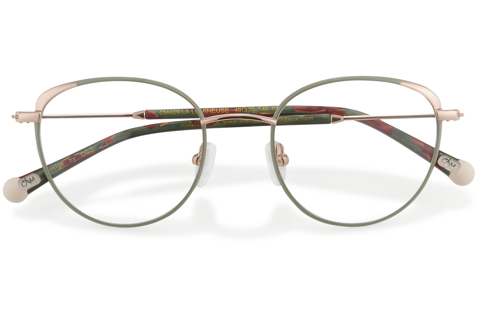 Clémence & Margaux Lumineuse lunettes de vue vert doré cat eye